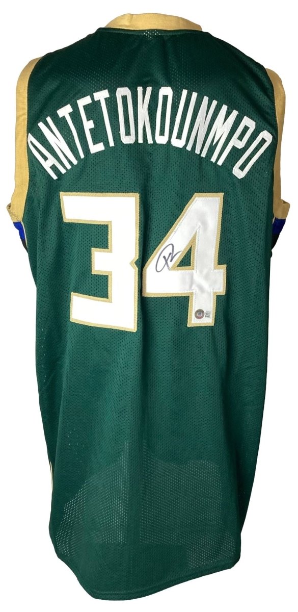 Giannis Antetokounmpo Milwaukee Bucks Signed Green Basketball Jersey - Authentic NBA Memorabilia - Perfect for Collectors, Fans, and Sports Decor