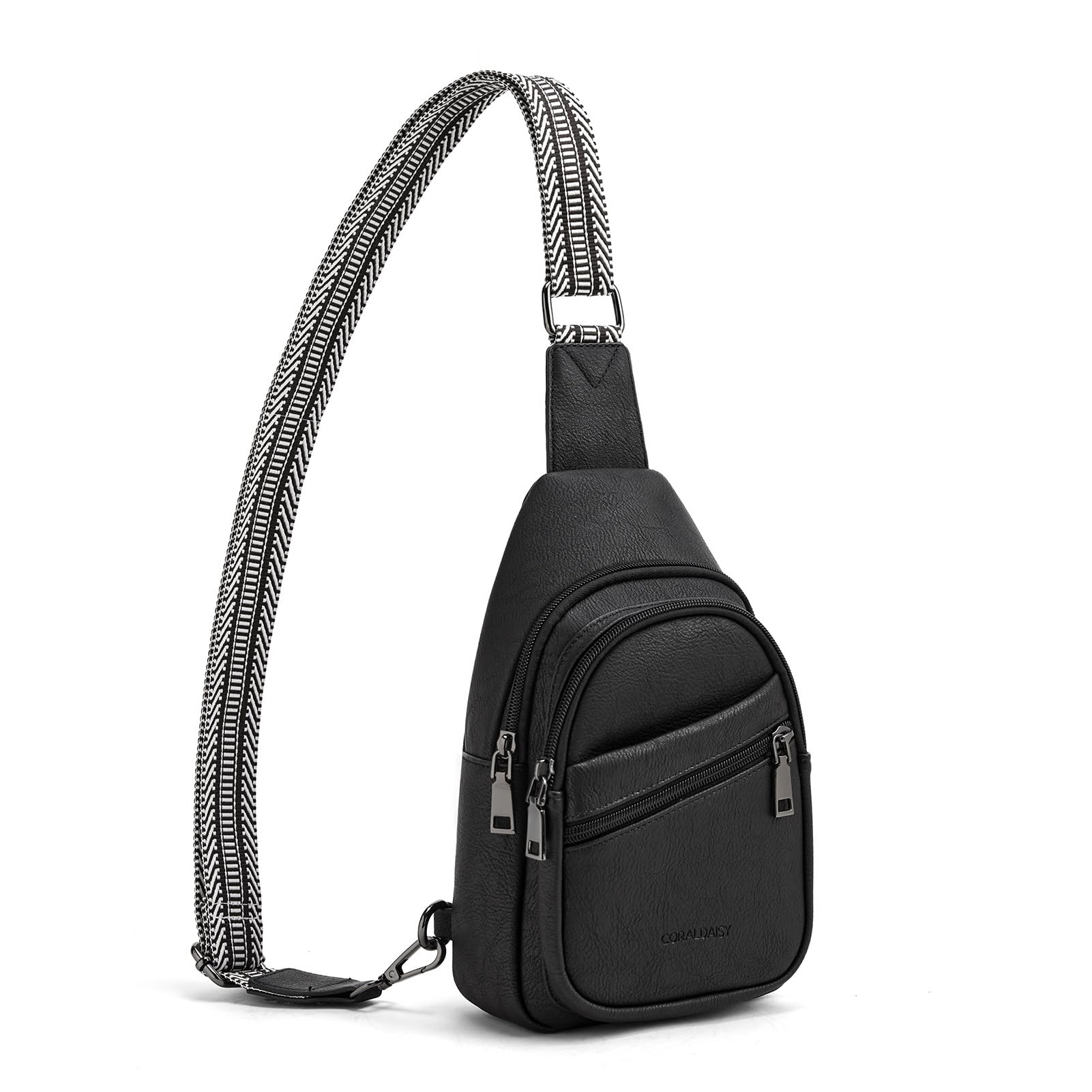 **CORALDAISY Women's Vegan Leather Crossbody Bag - Trendy Fanny Pack & Chest Bag, Small Purse for Everyday Use, Travel & Shopping (Black)**