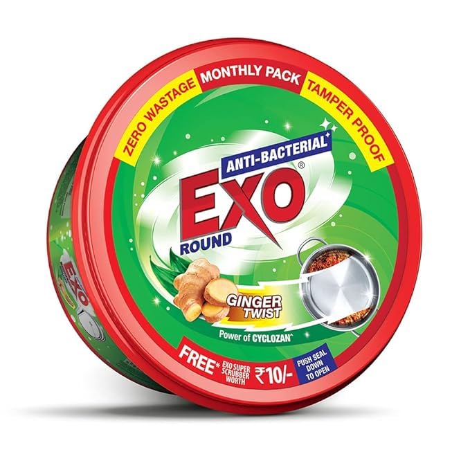 Exo Round Dishwashing Bar 250g (Set of 2) with Super Scrubber | Complete Dishwashing Solution & Multipurpose Disposable Gloves (100pcs) | Ideal for Kitchen Cleaning, Gardening, and Public Area Sanitation