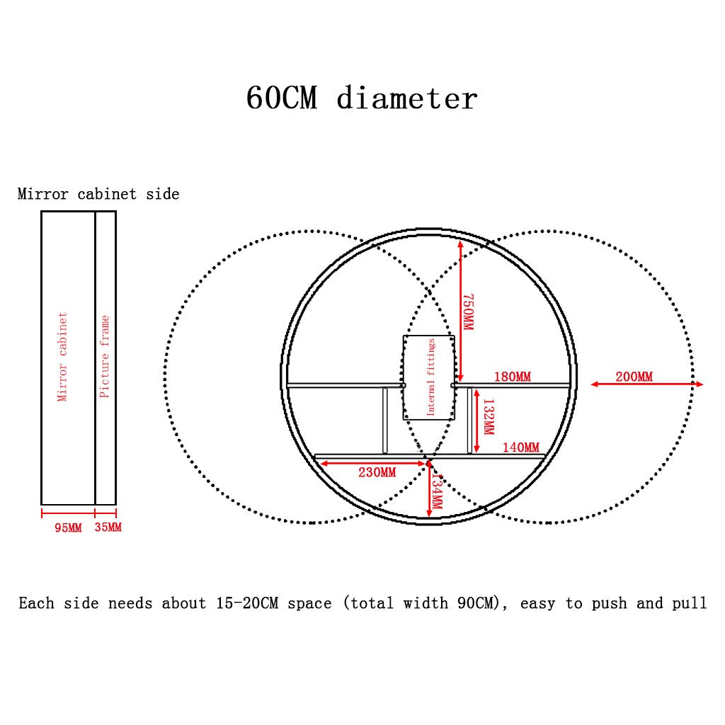 Wall-Mounted Round Mirror with Shelf - Modern Bathroom Storage Cabinet & Vanity Mirror for Small Spaces - Perfect for Powder Rooms, Guest Bathrooms & Apartment Decor