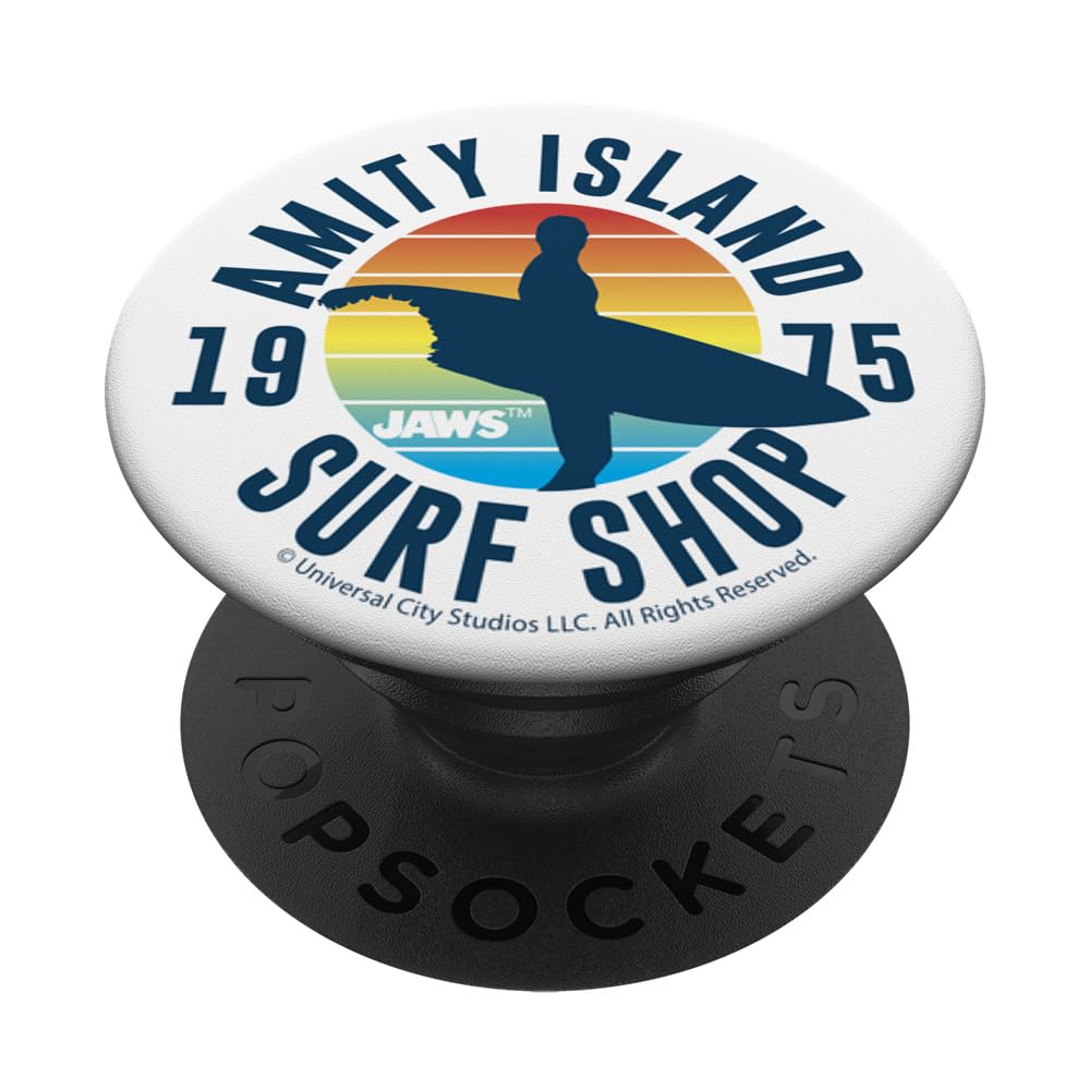 Jaws 1975 Amity Island Text PopSockets Standard PopGrip - Swappable Phone Grip & Stand for iPhone, Samsung & Smartphones - Perfect for Movie Fans, Beach Days & Shark Week