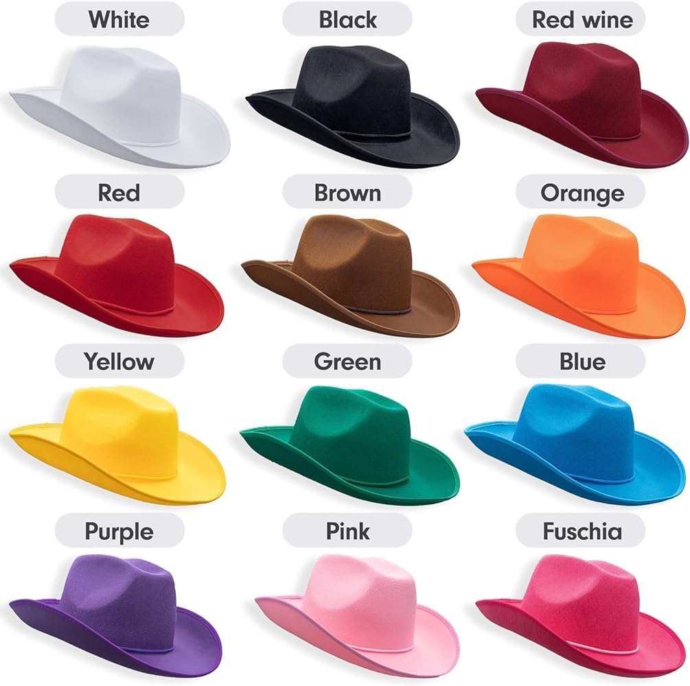 Western Studded Cowboy Hat for Men, Women & Teens - Plain Felt Cowboy & Cowgirl Hat in Adult Sizes | Perfect for Rodeos, Country Music Festivals & Western-Themed Parties