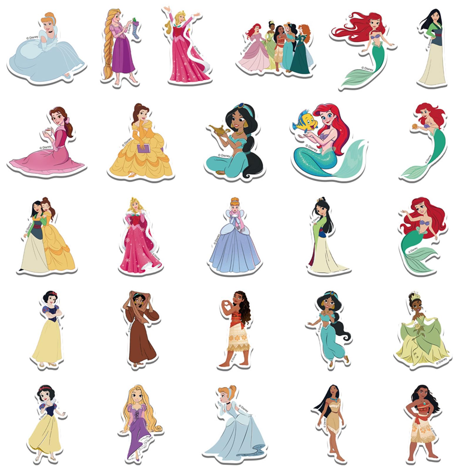 200Pcs Disney Princess Stickers Pack - Cute Cartoon Character Decals for Kids, Teens & Adults - Waterproof Vinyl Stickers for Water Bottles, Laptops, Luggage - Perfect for School, DIY Crafts & Party Favors