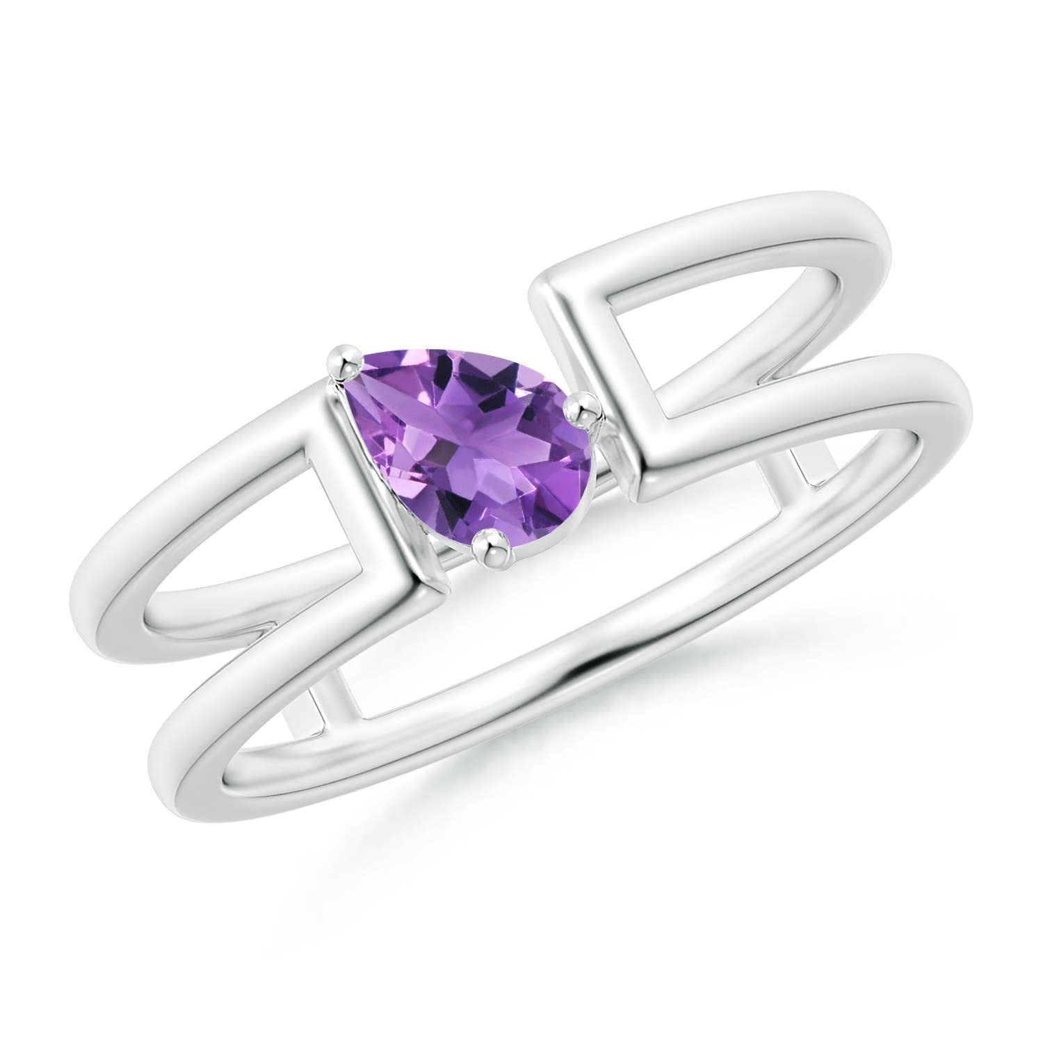 Angara Natural Amethyst Solitaire Ring for Women - 14K Solid Gold/Platinum February Birthstone Jewelry | Wedding, Engagement & Anniversary Gifts | Perfect for Valentine's Day, Mother's Day & Special Occasions