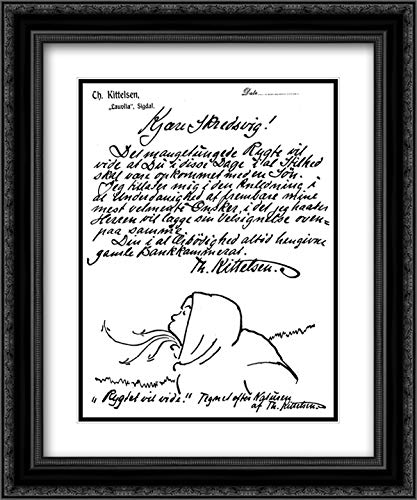 Theodor Severin Kittelsen Letter To Skredsvig 20x24 Black Ornate Framed Art Print with Double Mat - Vintage Scandinavian Wall Decor for Living Room, Bedroom & Office