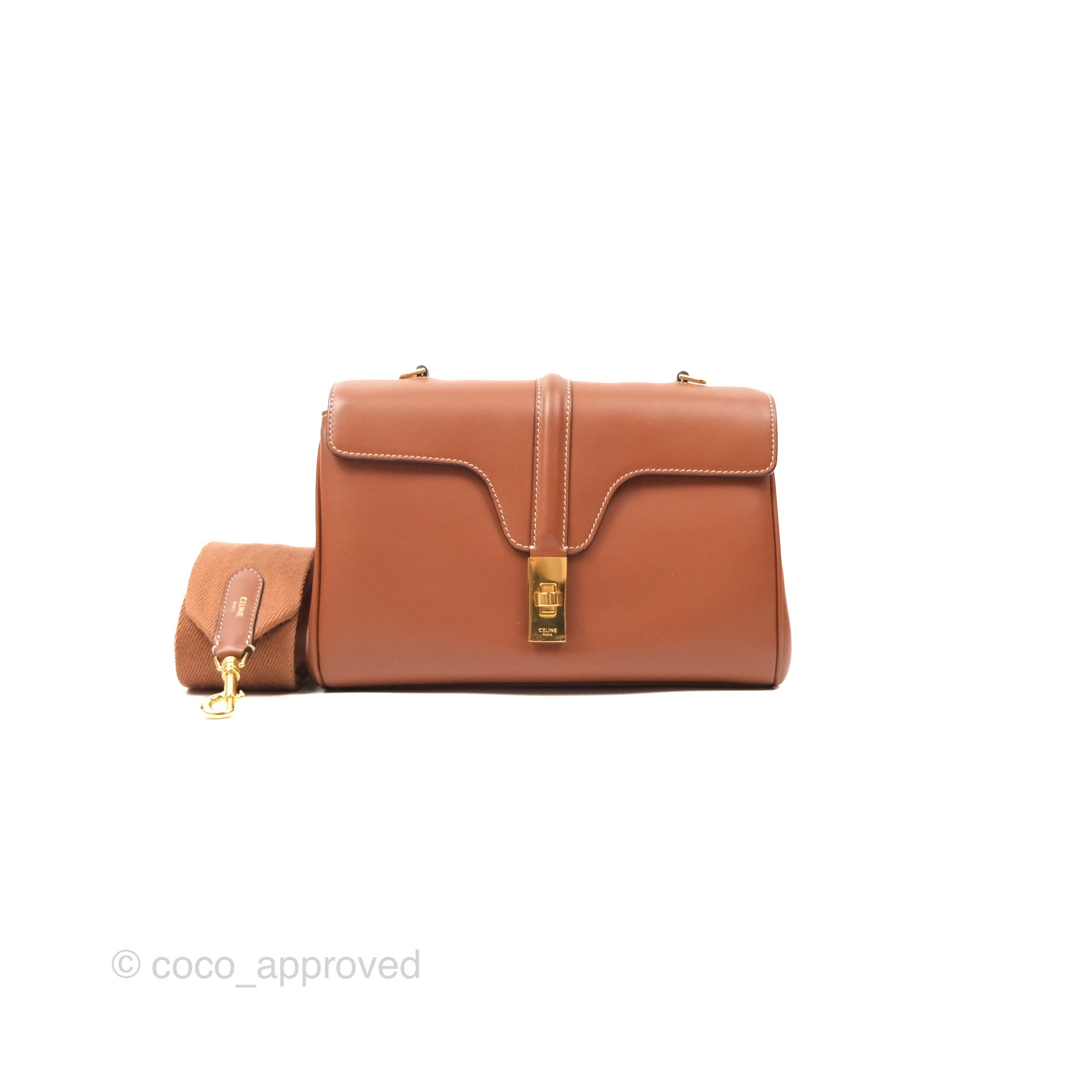 Celine Teen Soft 16 Shoulder Bag in Tan Smooth Calfskin Leather - Perfect for Everyday Use, Work & Travel