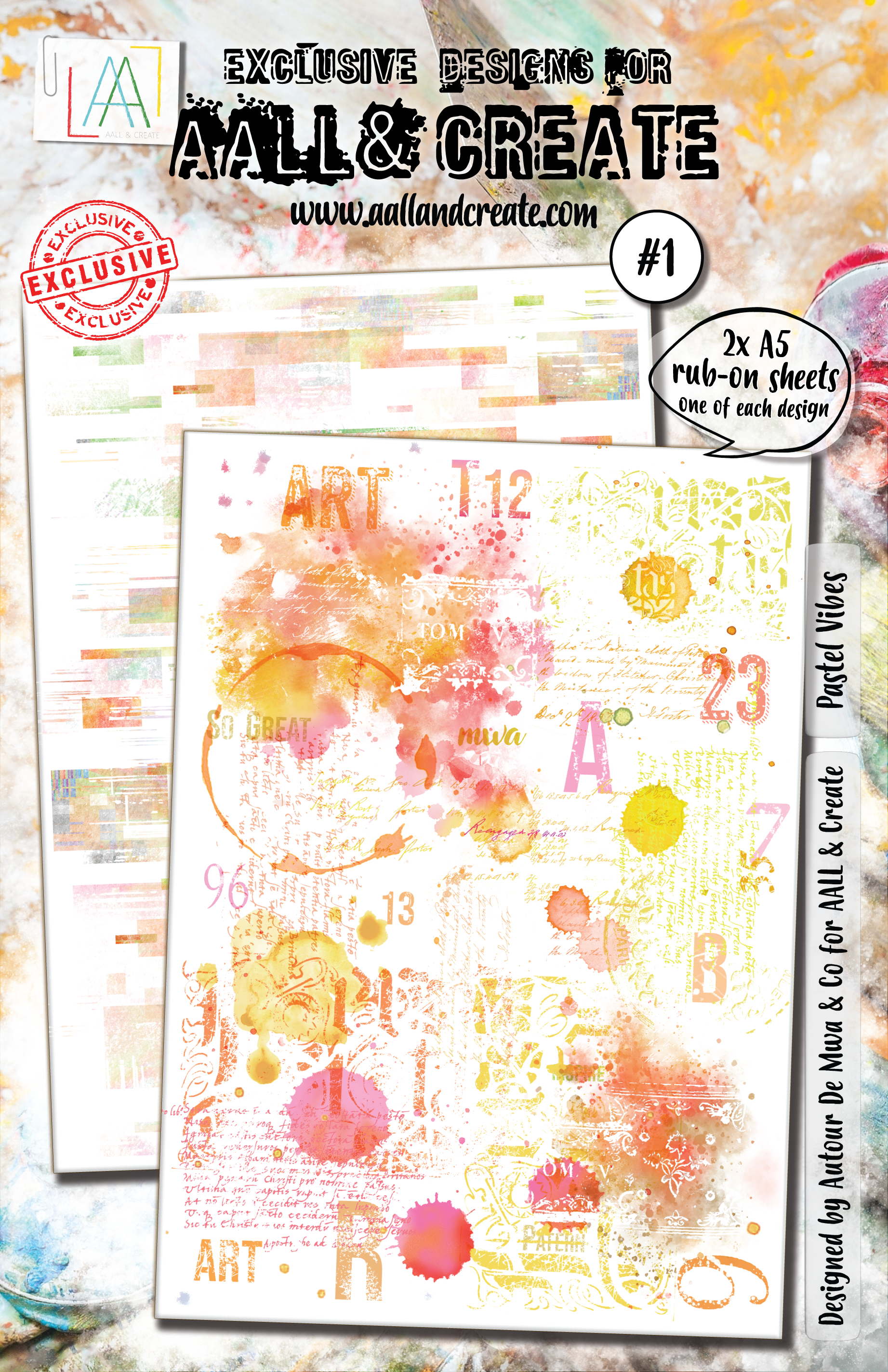 AALL and Create Rub Ons - Pastel Vibes Transfer Stickers for Scrapbooking, Card Making & DIY Crafts | Perfect for Journals, Planners and Home Decor Projects