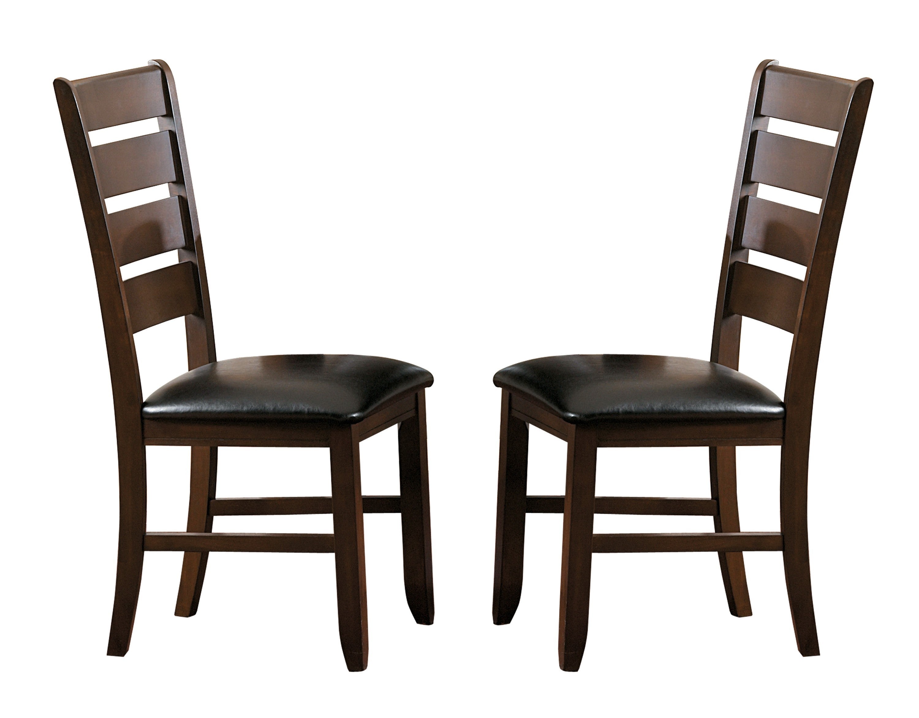 Modern Dark Oak Wooden Side Chairs Set of 2 - Upholstered Dining Room Furniture for Kitchen, Breakfast Nook & Small Space Dining
