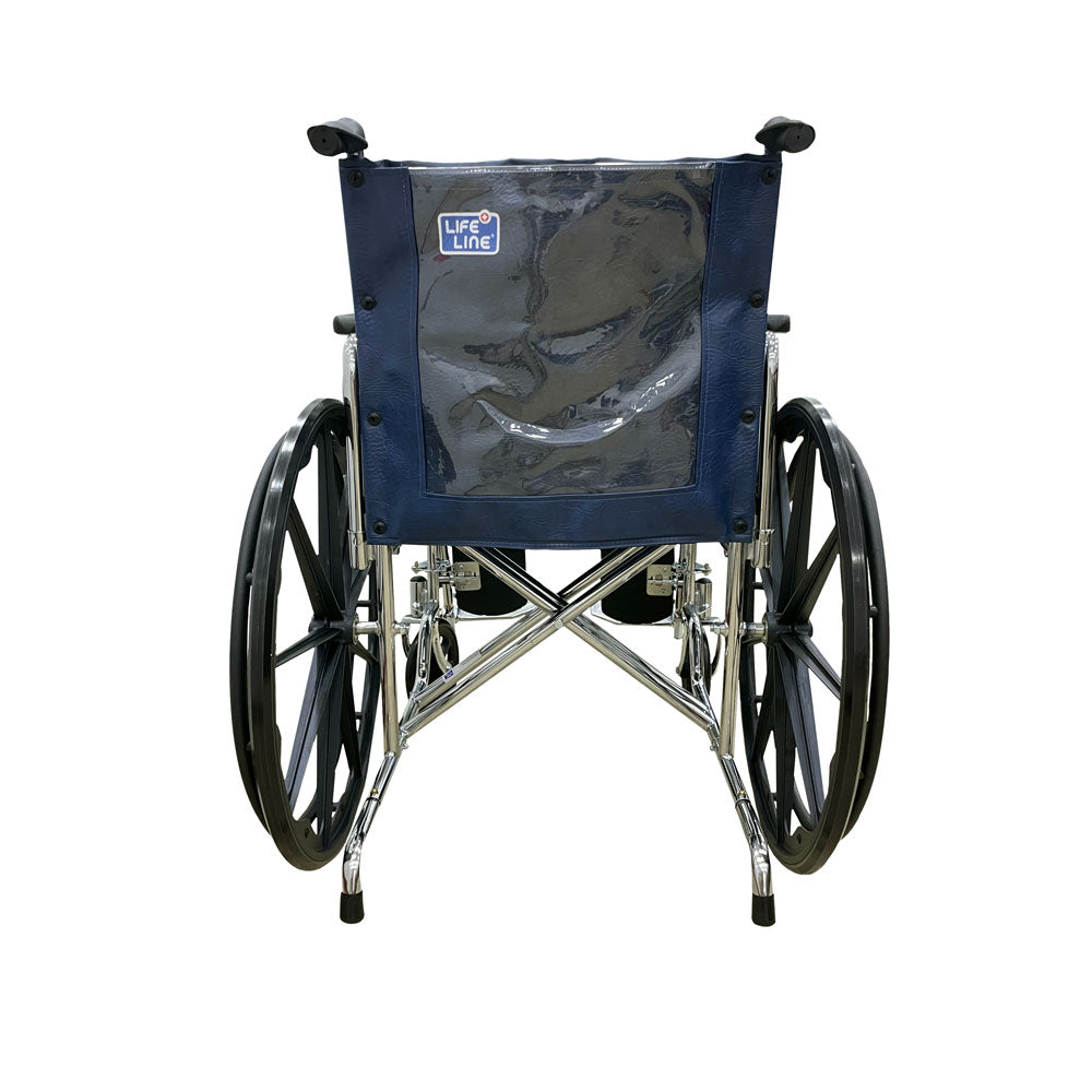 Lightweight Chrome Elevating Wheelchair with Safety Belt - Adjustable Height for Comfort & Mobility - Ideal for Home, Travel, and Elderly Care