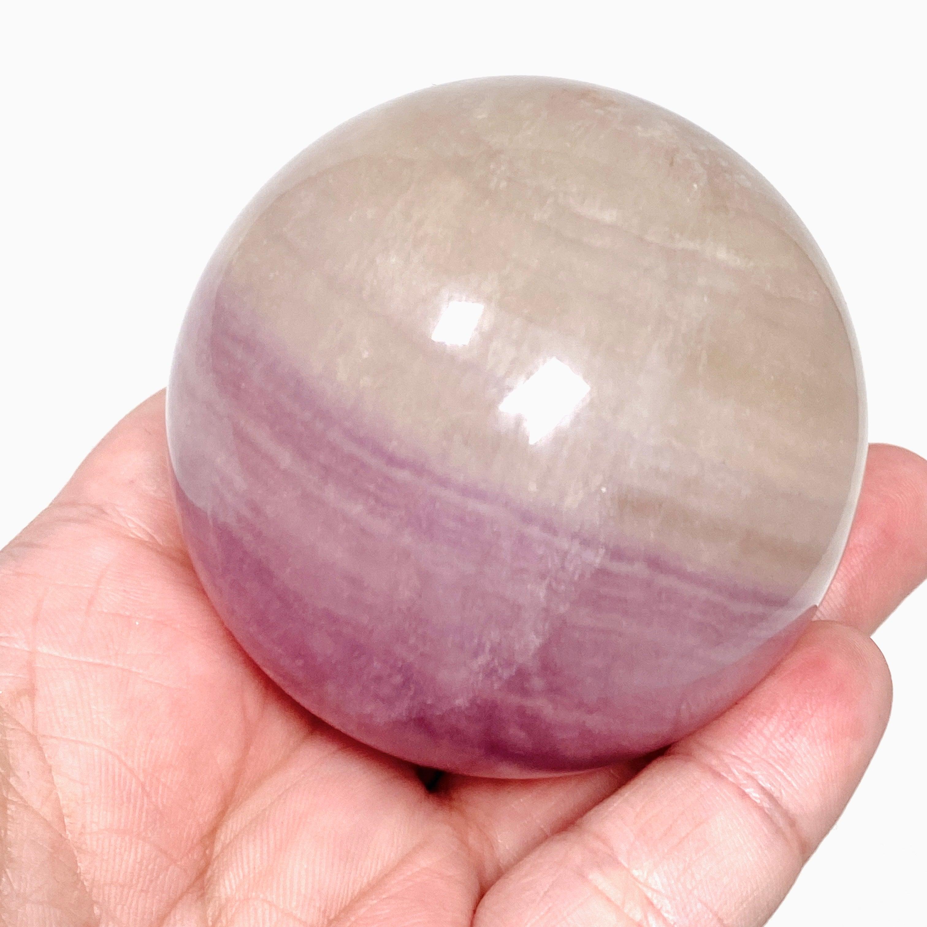 Natural Pink and Yellow Fluorite Sphere - FLS 11 - Healing Crystal for Meditation, Energy Work & Home Decor