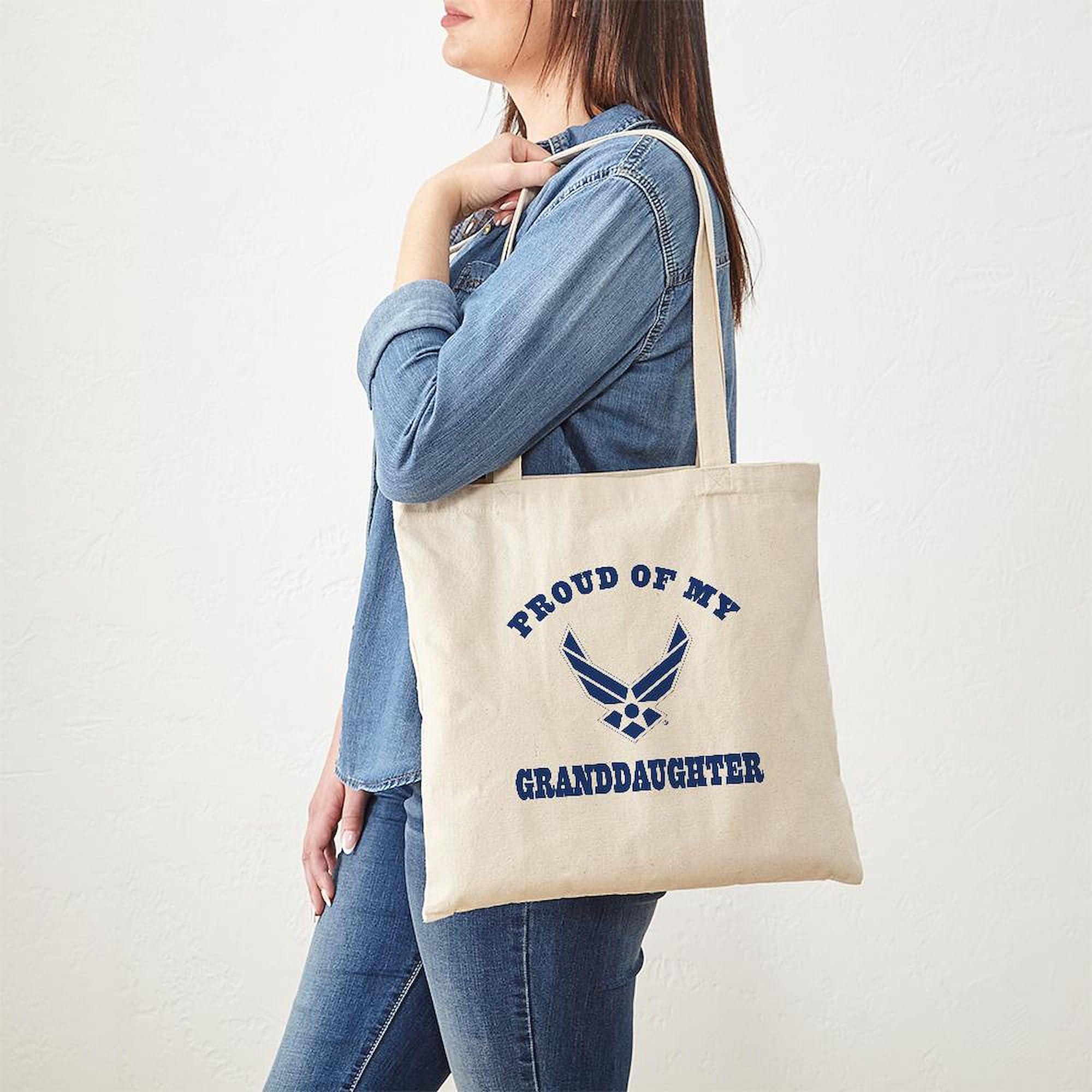 Air Force Granddaughter Tote Bag - Natural Canvas Reusable Shopping Bag for Military Families | Perfect for Groceries, Beach Trips & Proud Military Support