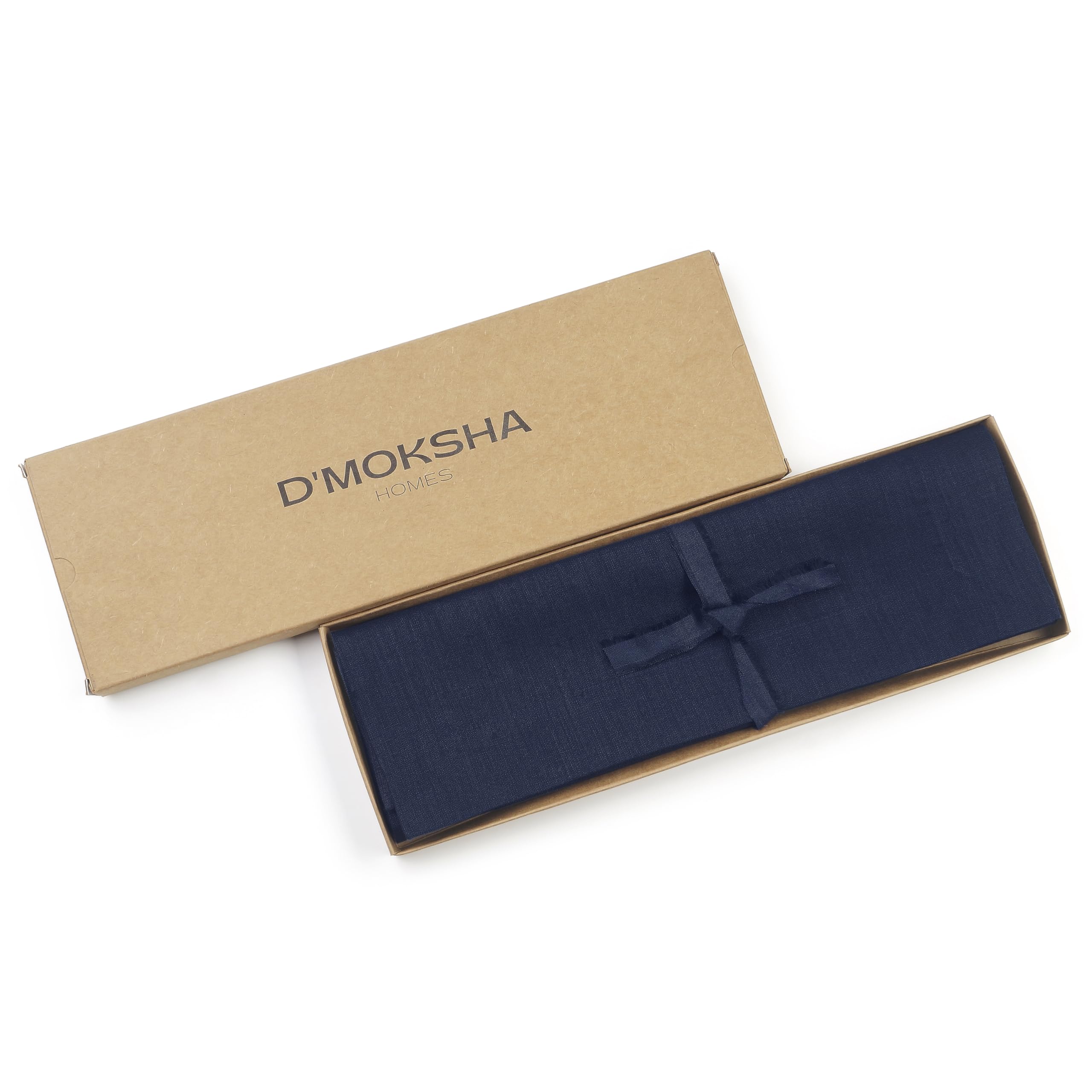 D'Moksha Homes 100% Pure Linen Placemats Set of 4 - Navy Blue 14x19 Inch Washable Table Mats for Dining, Kitchen & Spring Decor - Elegant Table Setting Accessories
