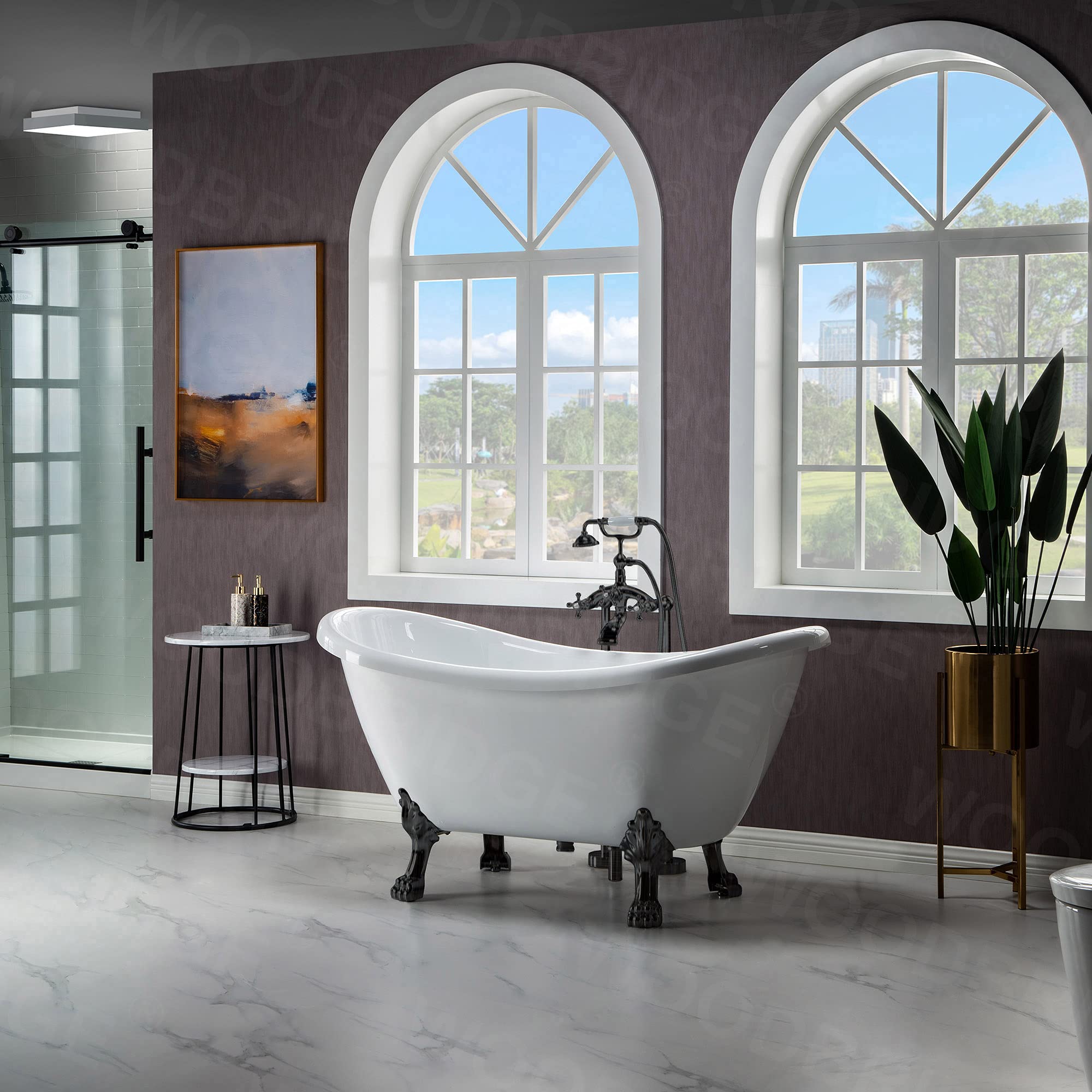 WOODBRIDGE BTA1540-ORB Freestanding Bathtub with Feet & Drain in Oil Rubbed Bronze - Perfect for Modern Bathroom & Spa Retreat