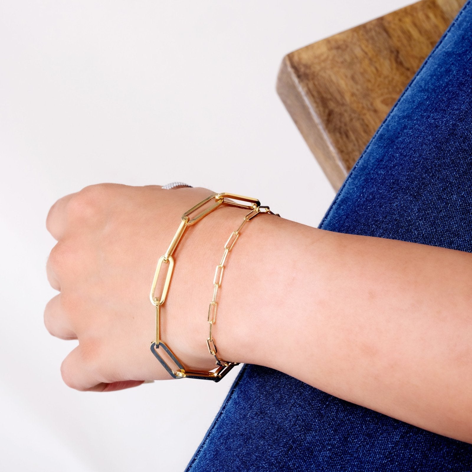 14k Yellow Gold Paperclip Chain Bracelet - Classic Minimalist Jewelry for Women - Perfect for Everyday Wear, Layering & Gifting