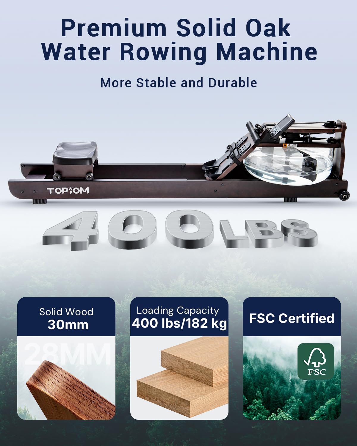 Foldable Water Rowing Machine for Home Gym - Bluetooth Connected Rower with LCD Monitor, Adjustable Foot Pedals & Tablet Holder - Perfect for Full-Body Workout, Cardio Training & Small Space Fitness