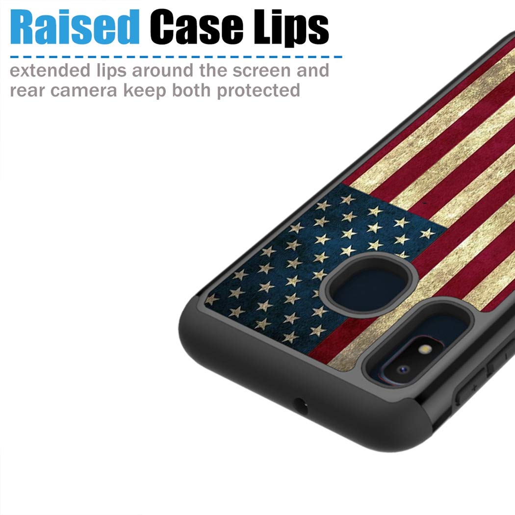 **Samsung Galaxy A10E Phone Case for Women - Heavy Duty Shockproof Rugged Protective Cover with Dual Layer Design (USA Flag) - Perfect for Outdoor, Work & Daily Use**