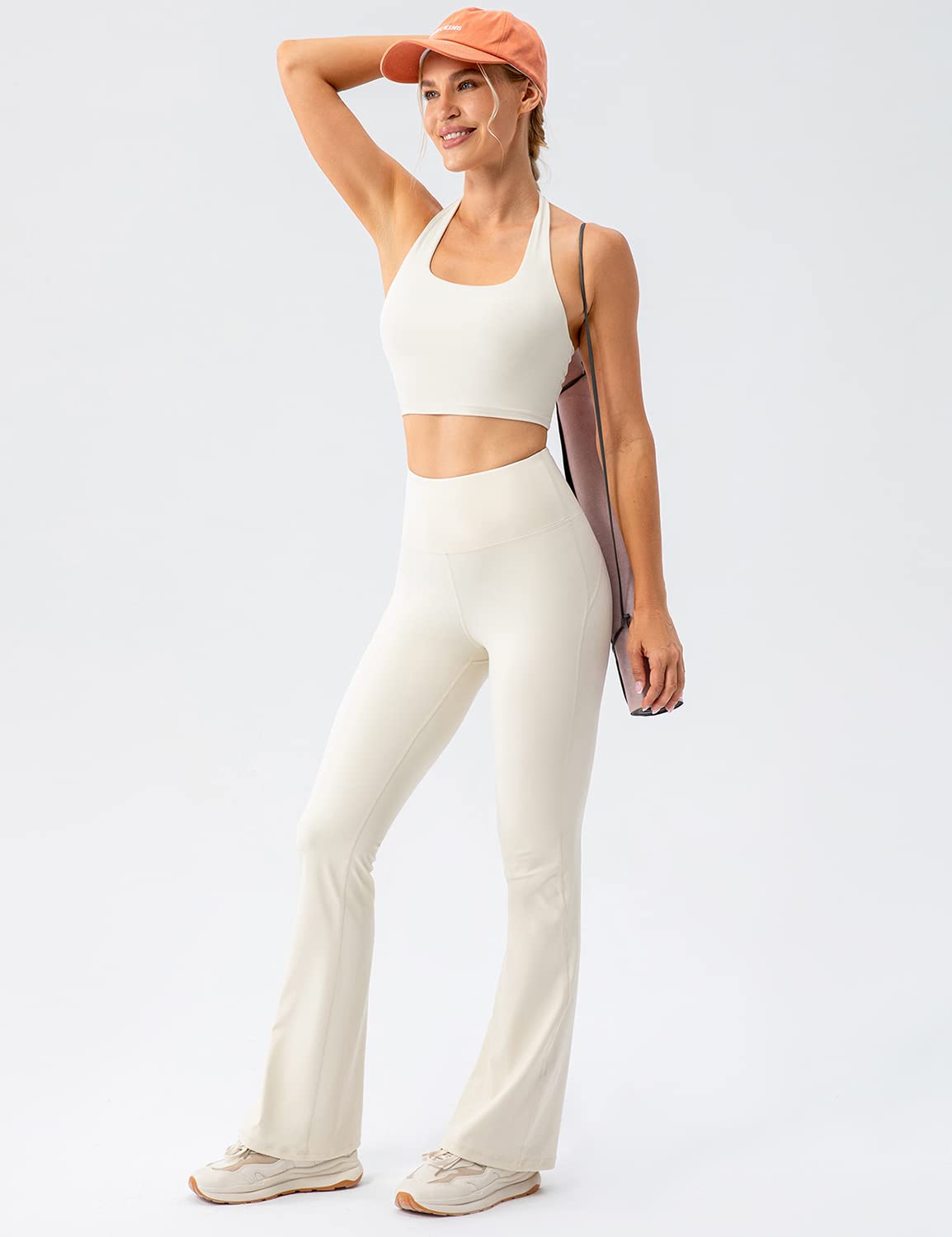 Lavento Women's Halter Sports Bra - Longline Padded Yoga Crop Top for Workout & Fitness - Breathable & Supportive for Running, Gym, Yoga, and Activewear