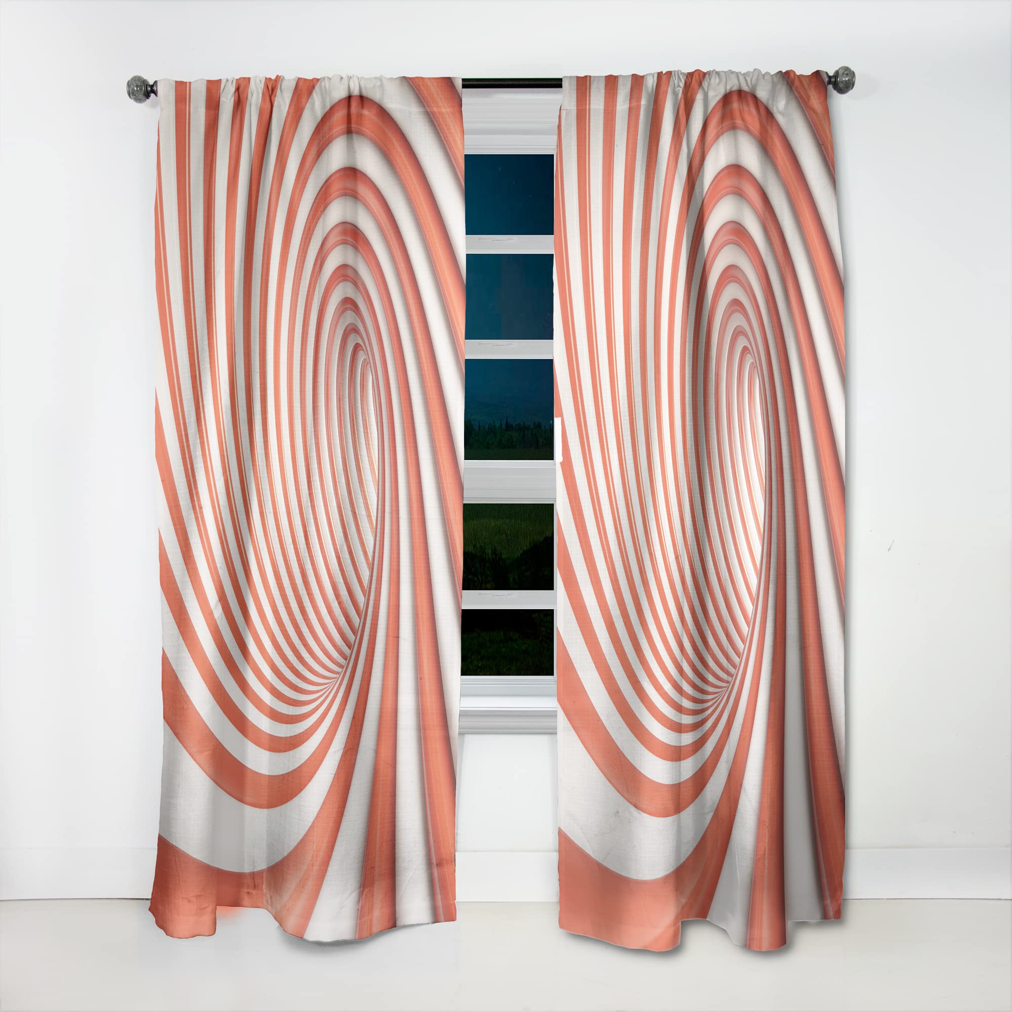 DesignQ Thermal Insulated Spiral Curtains - Red & White Lined Single Panel (52x108 inches) for Bedroom & Living Room - Energy Saving Blackout Drapes for Home Decor