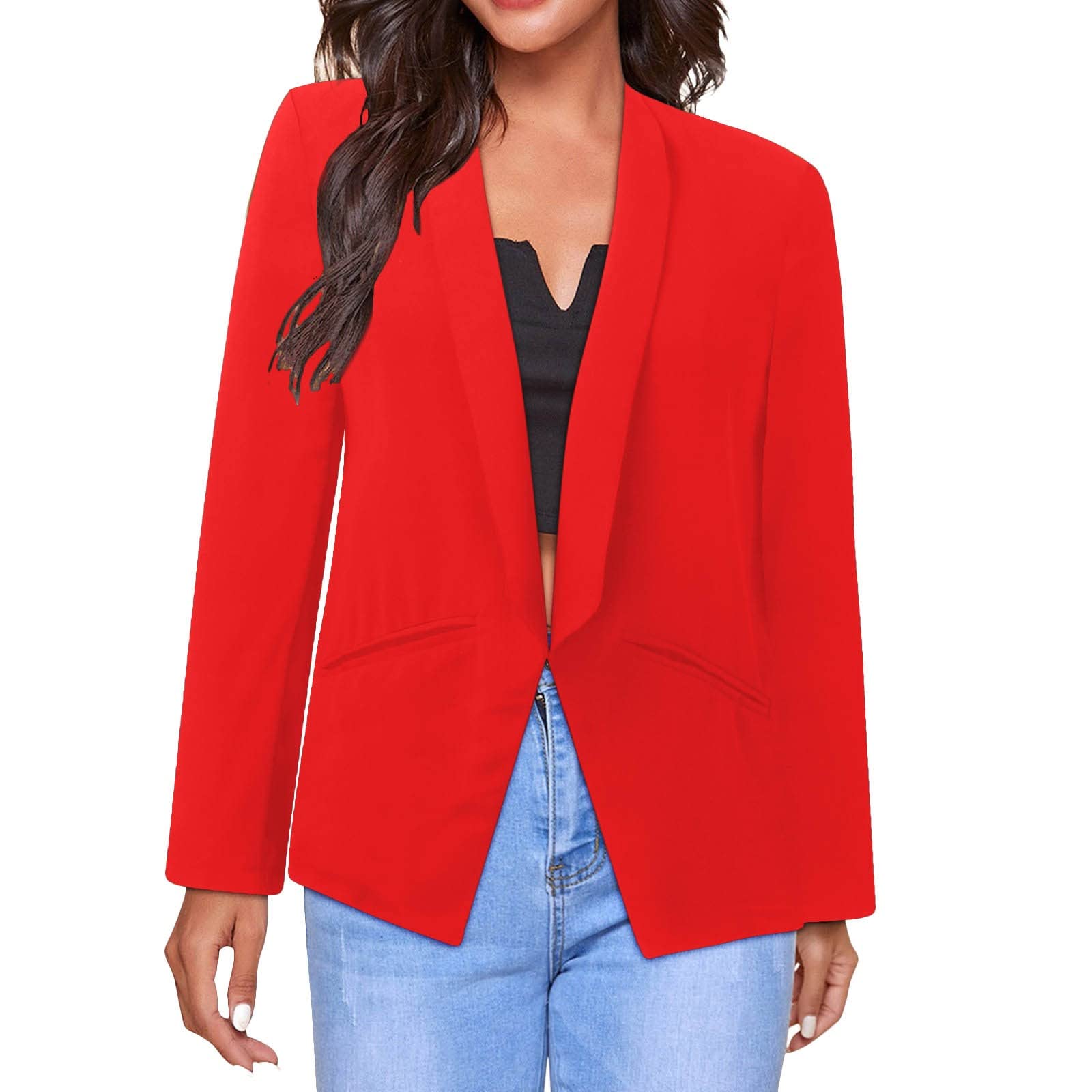 Women's Winter Slim Fit Long Sleeve Solid Color Coat - Elegant Small Suit Jacket for Office, Dating & Formal Occasions