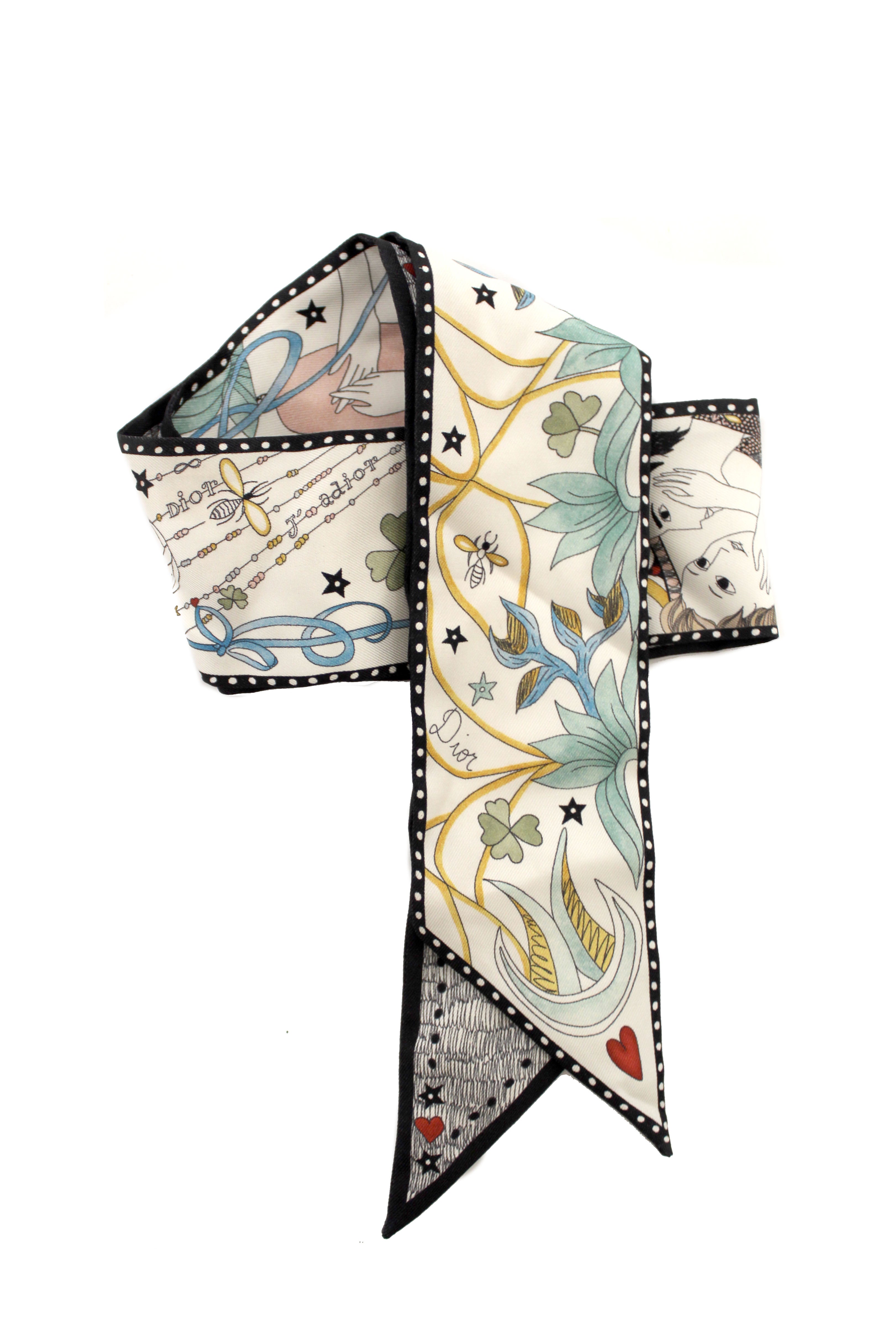 Authentic Christian Dior Silk L'Amoureux Mitzah Twilly Scarf - Luxury Fashion Accessory for Women, Elegant Neck Wrap & Handbag Decoration