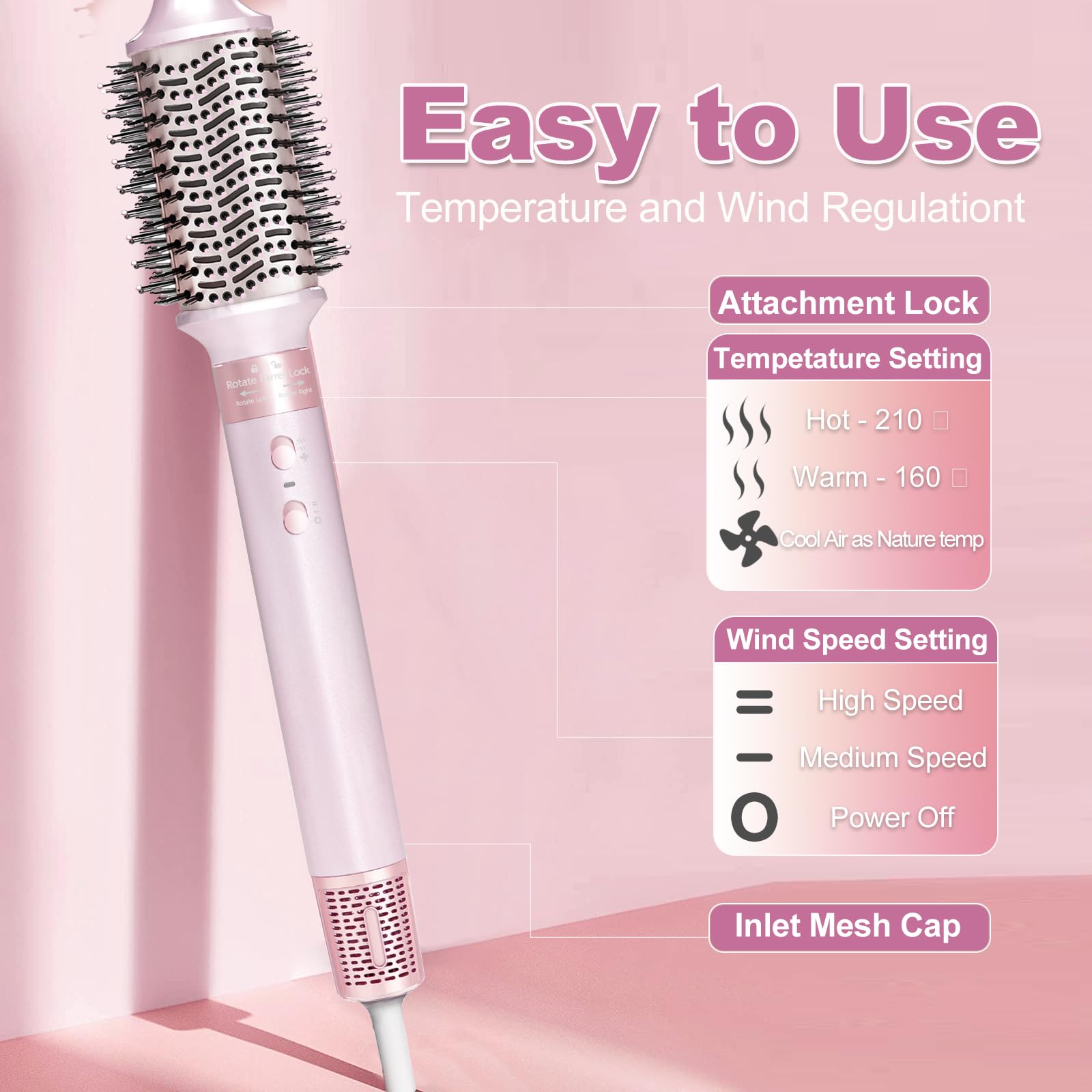 6 in 1 Hair Dryer Brush Set - 110,000 RPM Ionic Hot Air Styler with Auto Curlers & Intelligent Heat Control | Negative Ion Blow Dryer for Fast Drying, Curling, Straightening & Volumizing | Includes Travel Case | Perfect for Home Use, Salon Styling & Travel