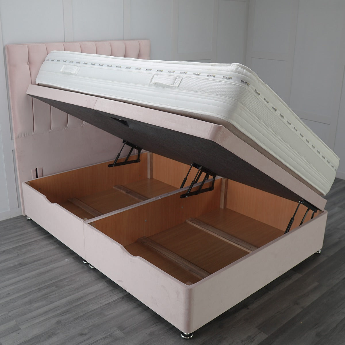 Side Opening Ottoman Bed Base with Storage - Queen Size Platform Bed Frame for Small Spaces - Perfect for Bedroom, Guest Room & Studio Apartments