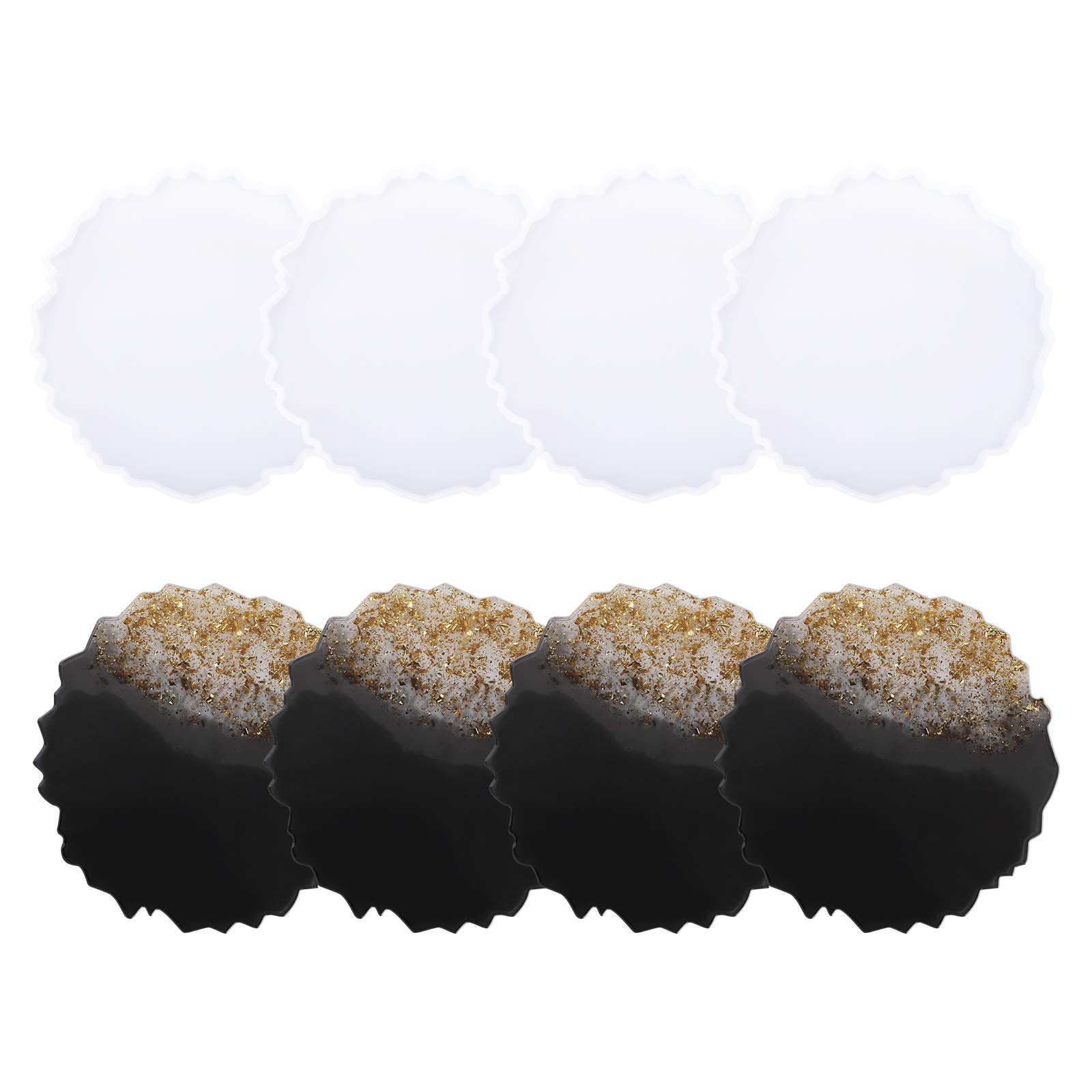Gartful Resin Coaster Molds Set - 4-Piece Irregular Epoxy Casting Kit for DIY Faux Agate Coasters, Cup Mats & Candle Holders - Perfect for Home Decor & Craft Projects (Ideal for Wedding Gifts, Table Settings & DIY Art Projects)
