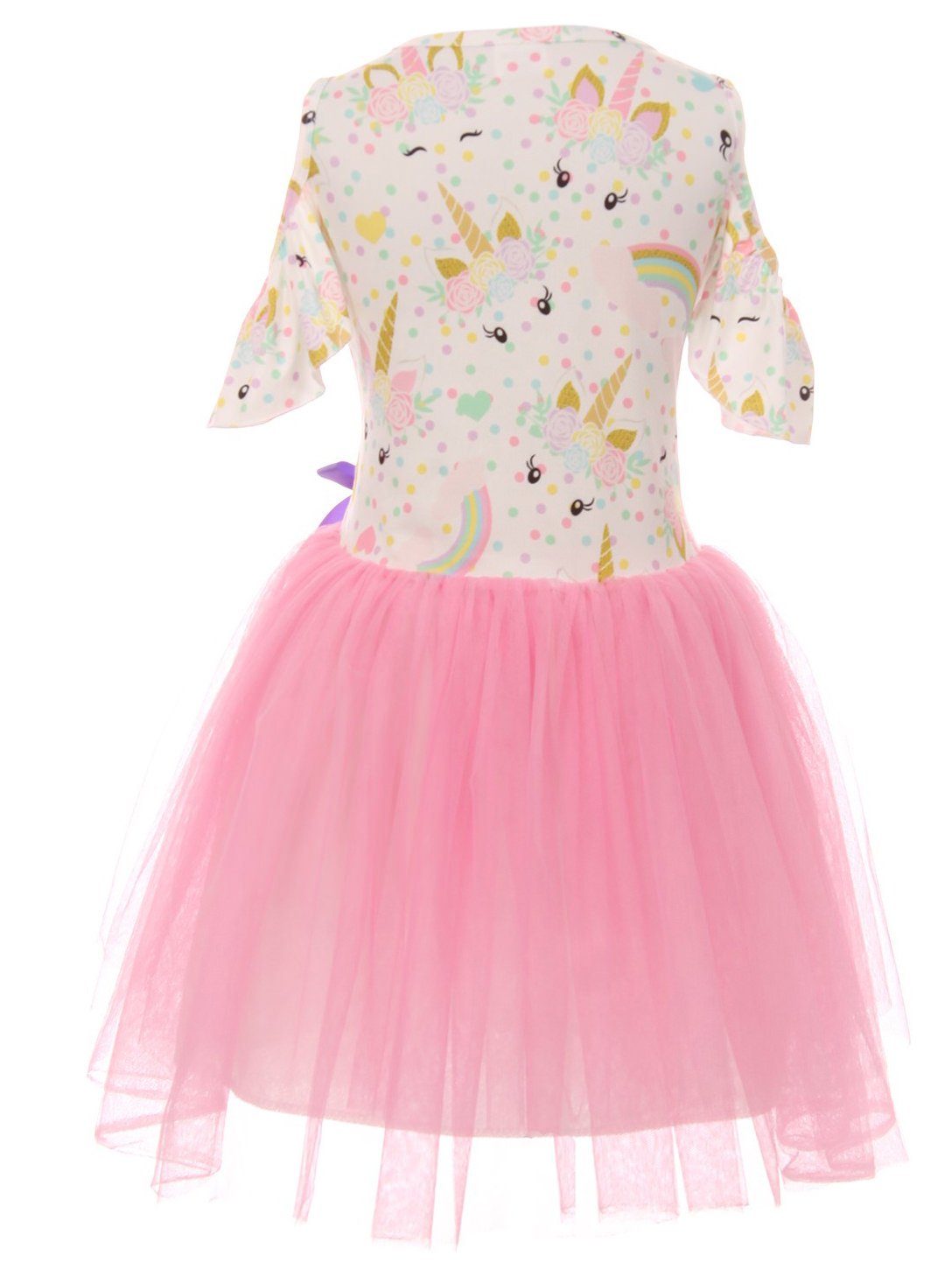 BluNight Girls' Unicorn Mesh Summer Dress - Cap Sleeve Flower Girl Dress for Kids | Perfect for Birthday Parties, Photo Shoots & Special Occasions