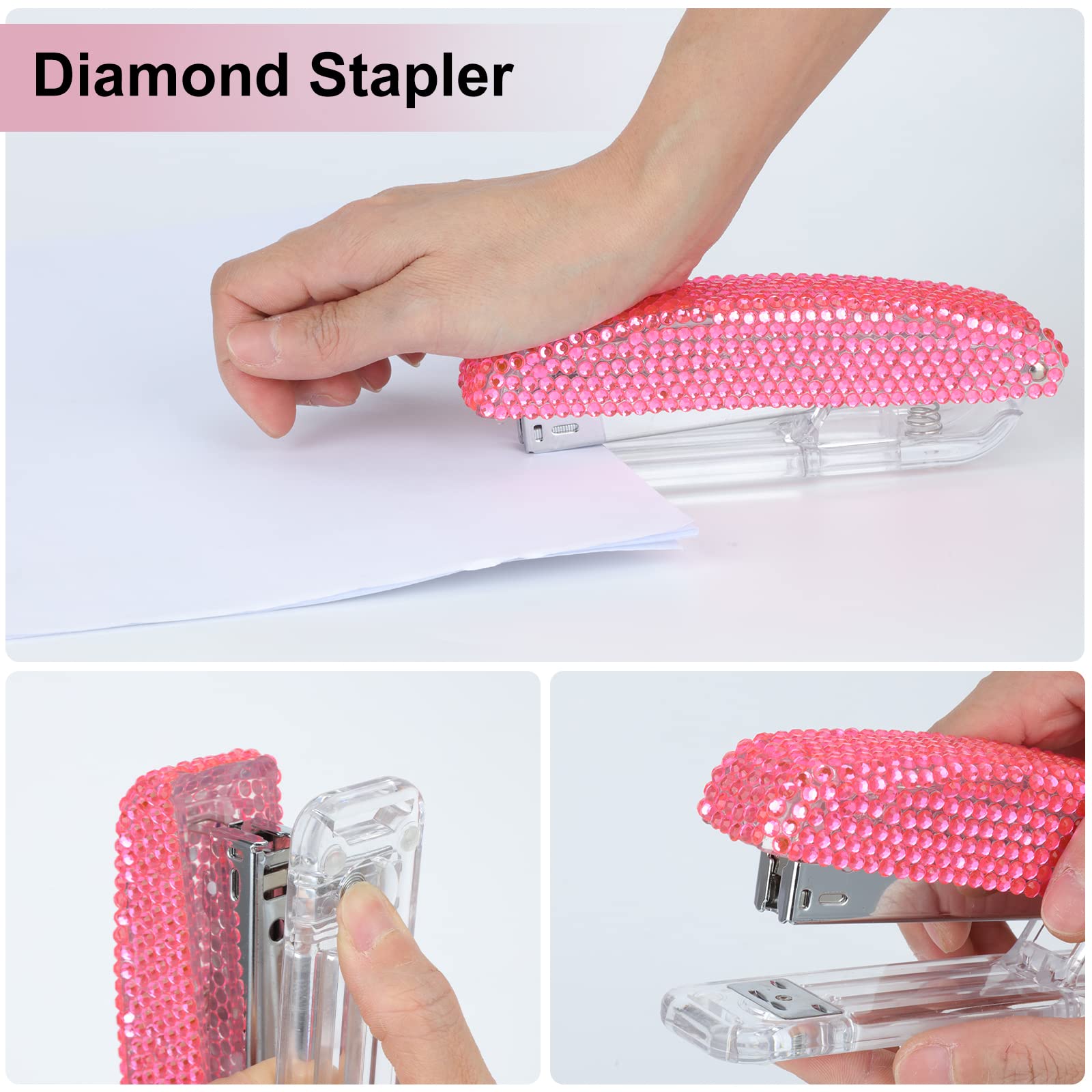Premium 4-Piece Office Stationery Set - Stapler, Tape Dispenser, Ballpoint Pens & Scissors - Pink Desk Accessories Kit for Home Office Organization | Perfect for Work, School & Gift Giving