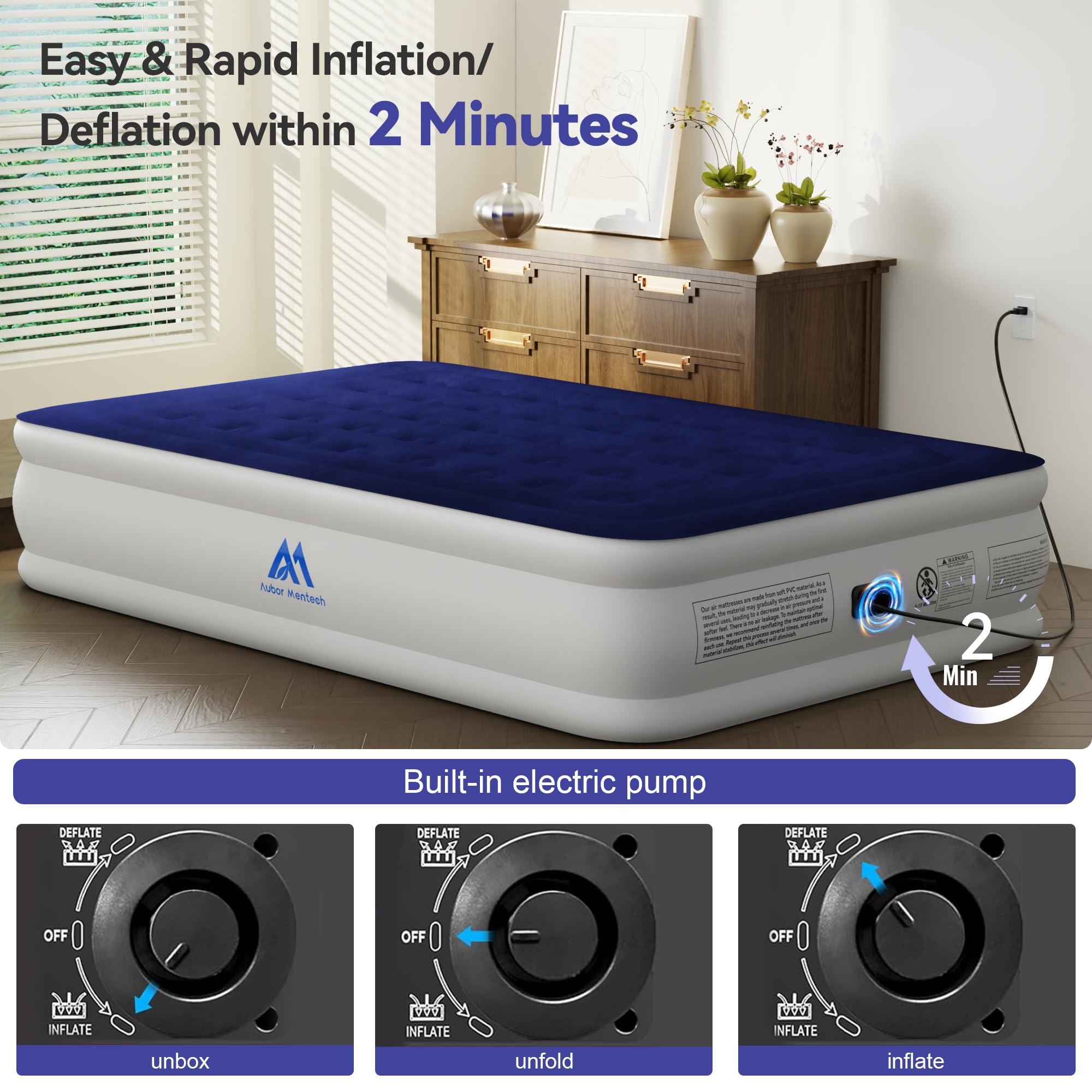 **Queen Air Mattress with Built-in Pump - 18