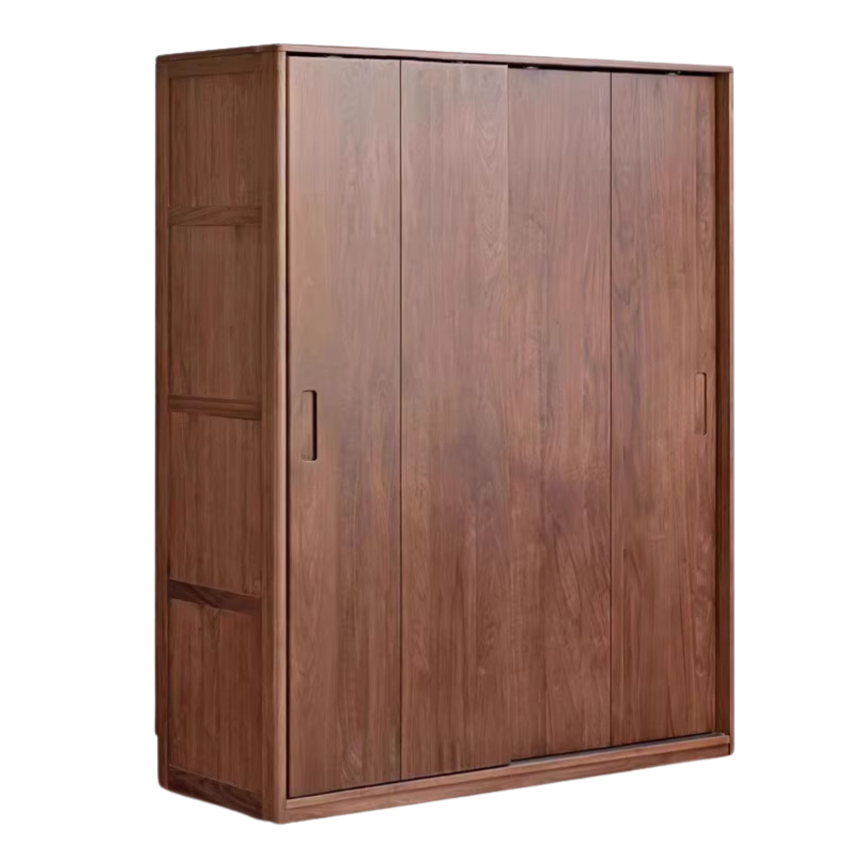 Premium Black Walnut Solid Wood Sliding Door Wardrobe Closet - Modern Bedroom Storage Solution for Home & Office Organization