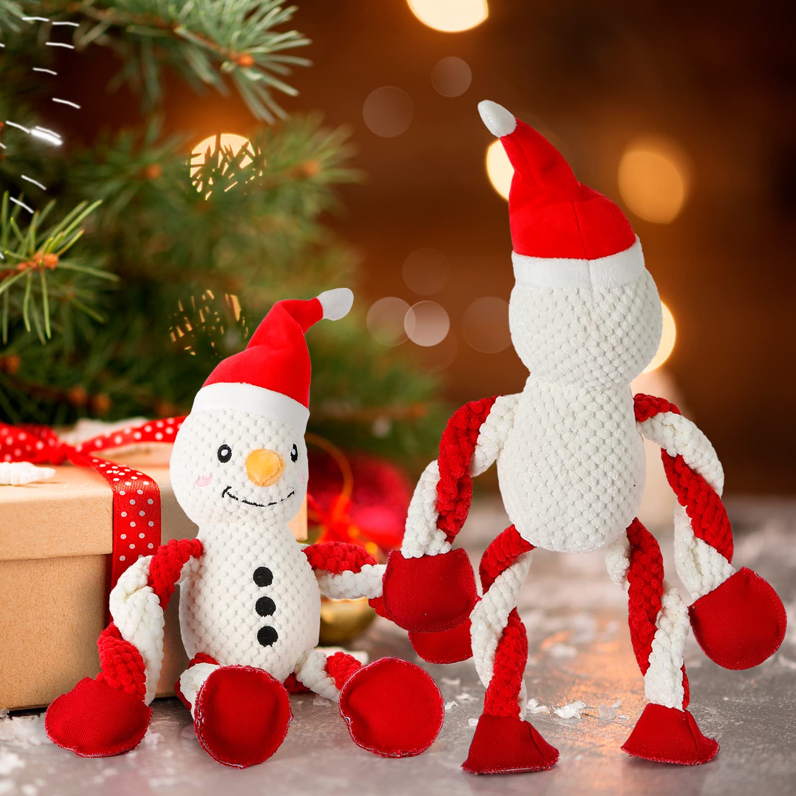 Senneny Squeaky Dog Christmas Toys - Snowman Plush Chew Toys for Small, Medium & Large Dogs | Interactive Durable Puppy Toys with Squeaker | Perfect for Holiday Playtime & Training Gifts