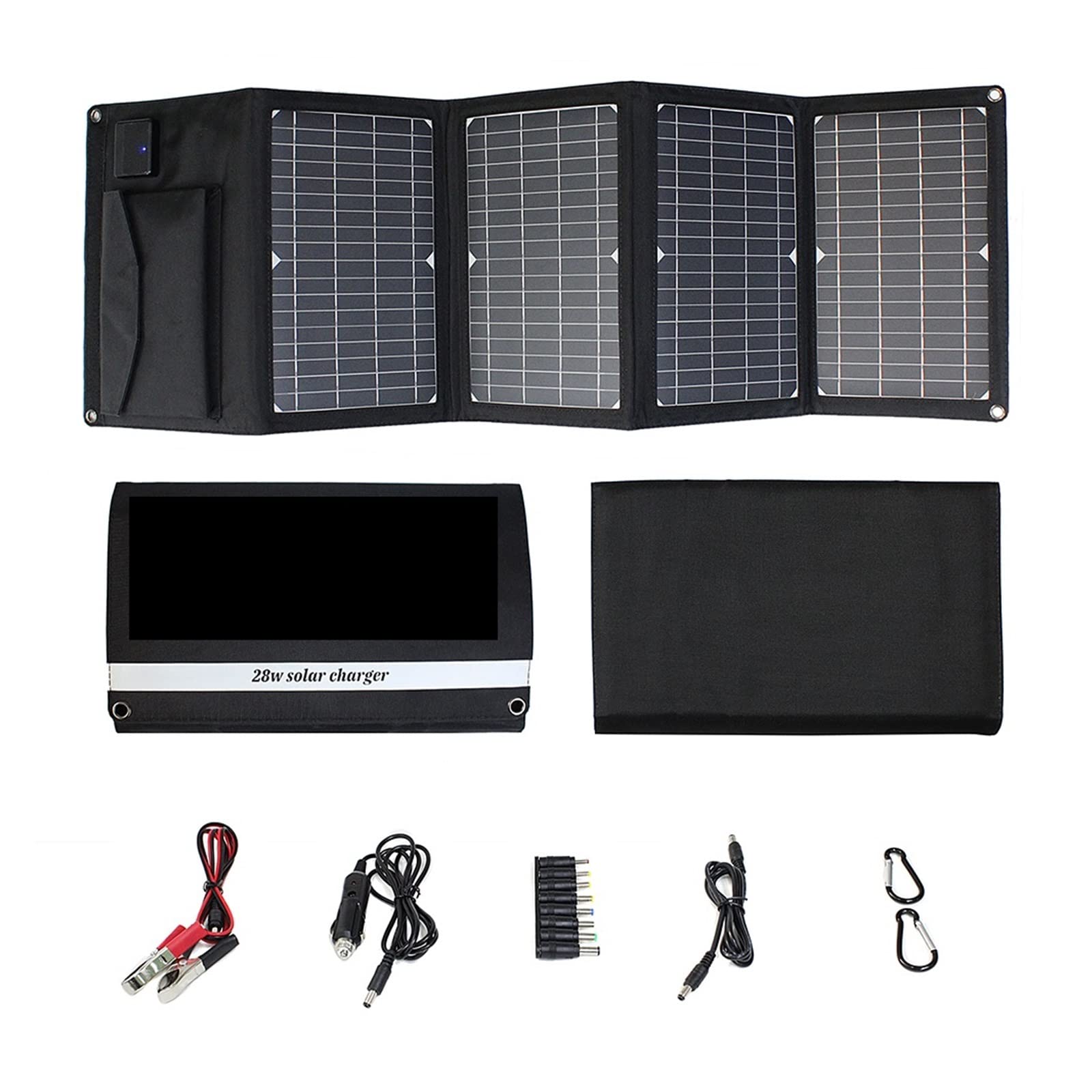 NLBN 28W Foldable Solar Panel with 5V/18V USB DC Output - Portable Solar Charger for Phones, Hiking, Camping & Outdoor Activities | Durable Waterproof Design for Emergency Power & Off-Grid Adventures