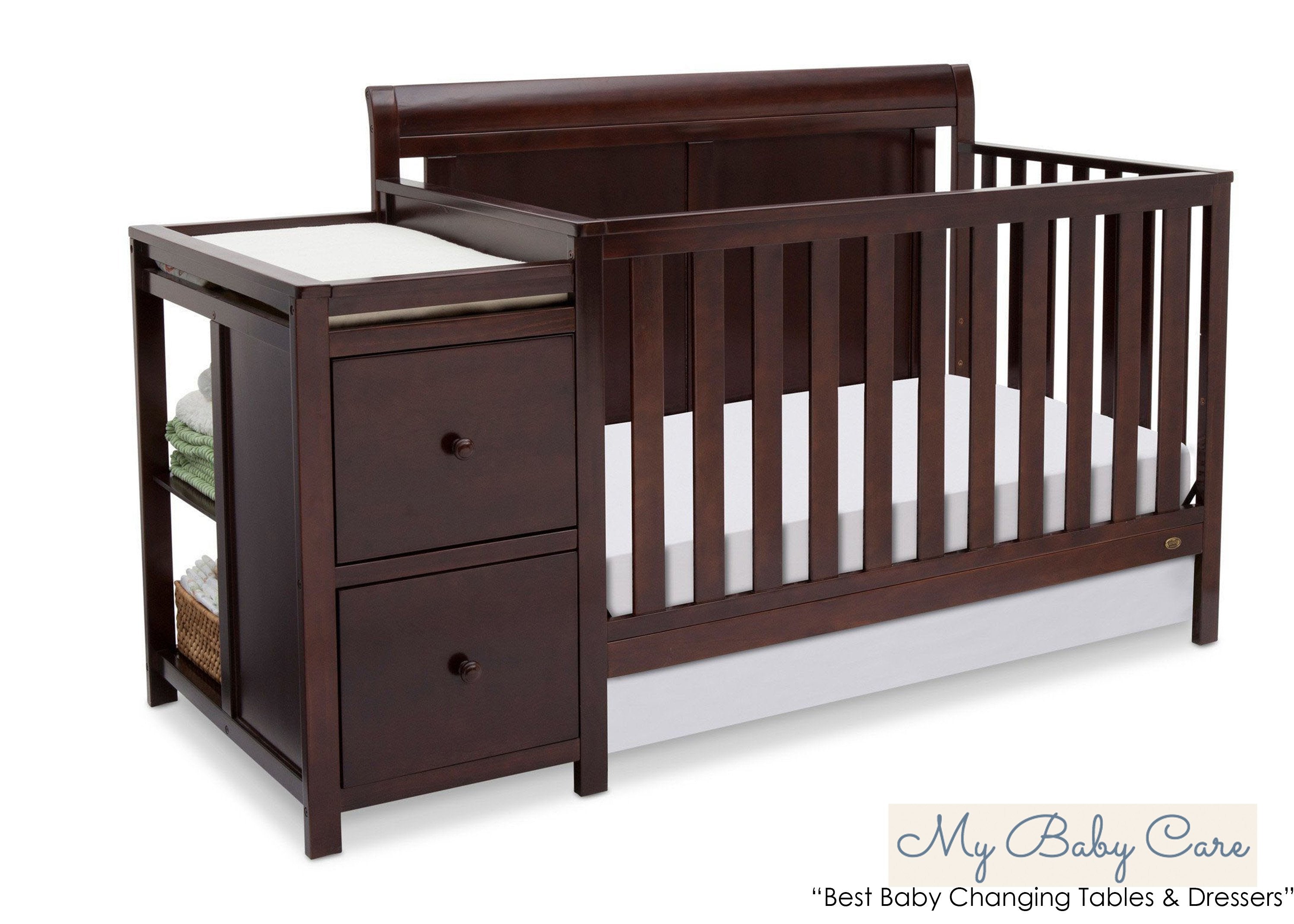 Chatham Convertible Crib and Changing Table Set - Nursery Furniture for Baby Girls & Boys - Perfect for Small Spaces & Modern Nurseries
