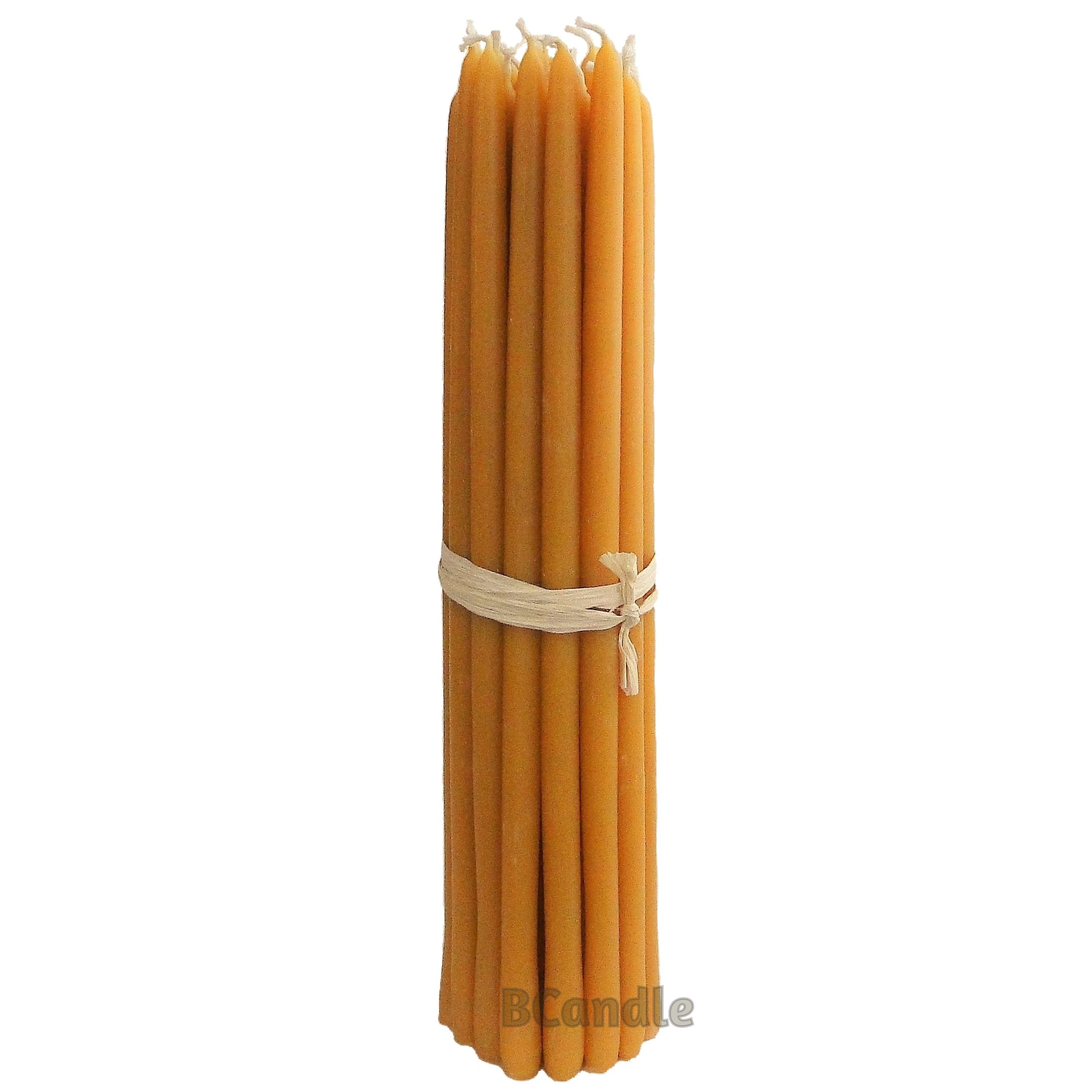 100% Pure Beeswax Taper Candles - Set of 24 Organic Handmade 11-Inch Candles (6-Hour Burn Time, 1/2-Inch Thick) for Romantic Dinners, Wedding Decor & Relaxing Aromatherapy
