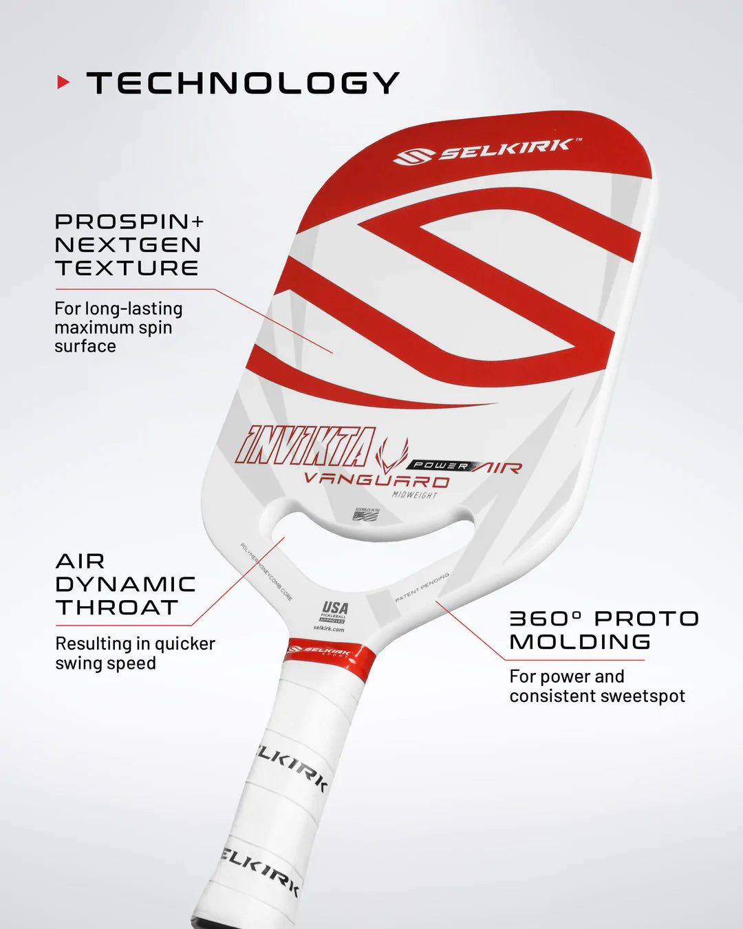 Selkirk Vanguard Power Air Invikta Pickleball Paddle - Premium Carbon Fiber Paddle for Competitive Play | Perfect for Tournaments & Outdoor Games