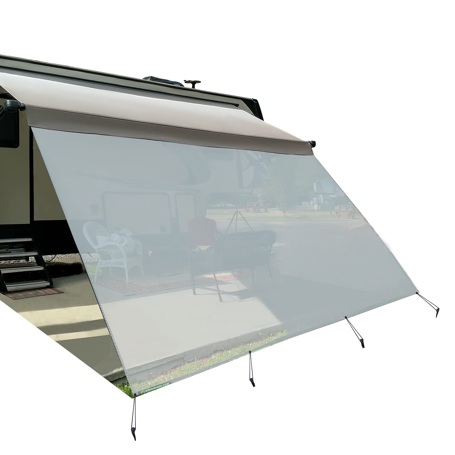 Leaveshade RV Awning Sun Shade Screen 8' X 15' 3'' - UV Blocking Mesh Canopy for 16' Awning - Motorhome & Camping Trailer Sun Protection - Gray (3 Year Warranty) - Perfect for Outdoor Camping, Road Trips, and RV Park Shade