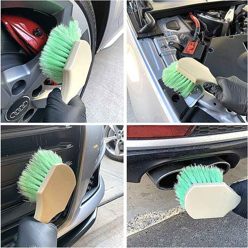 Premium Soft Feathered Bristle Tire Brush - Heavy Duty Car Wheel Cleaner for Cars, Trucks & SUVs - Gentle Yet Effective Scrubbing for Alloy Rims & Tires - Perfect for Auto Detailing & Car Wash Enthusiasts