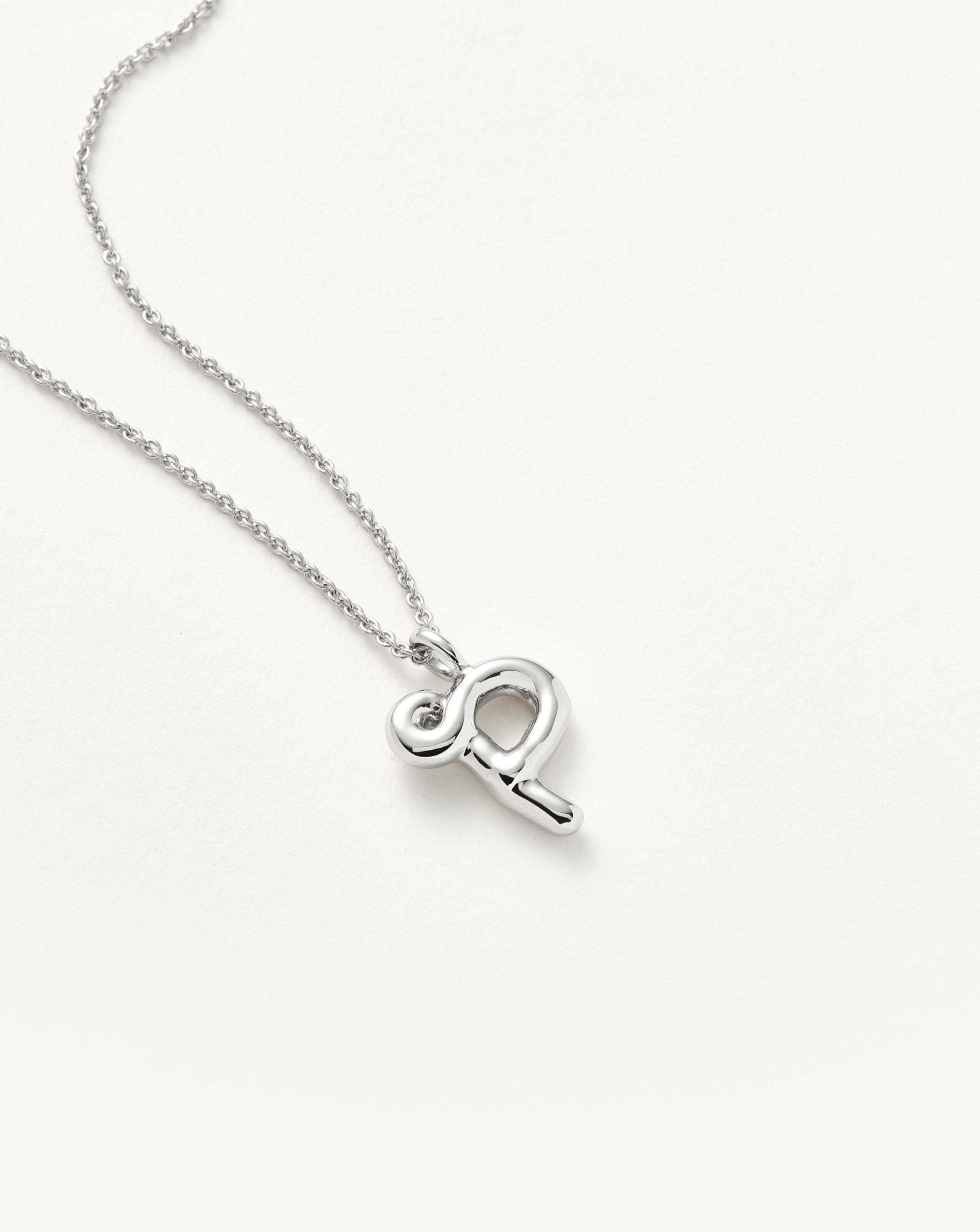 Personalized Sterling Silver Curly Molten Initial Pendant Necklace - Custom Monogram Jewelry for Women, Gift for Her, Birthday, Anniversary, Valentine's Day