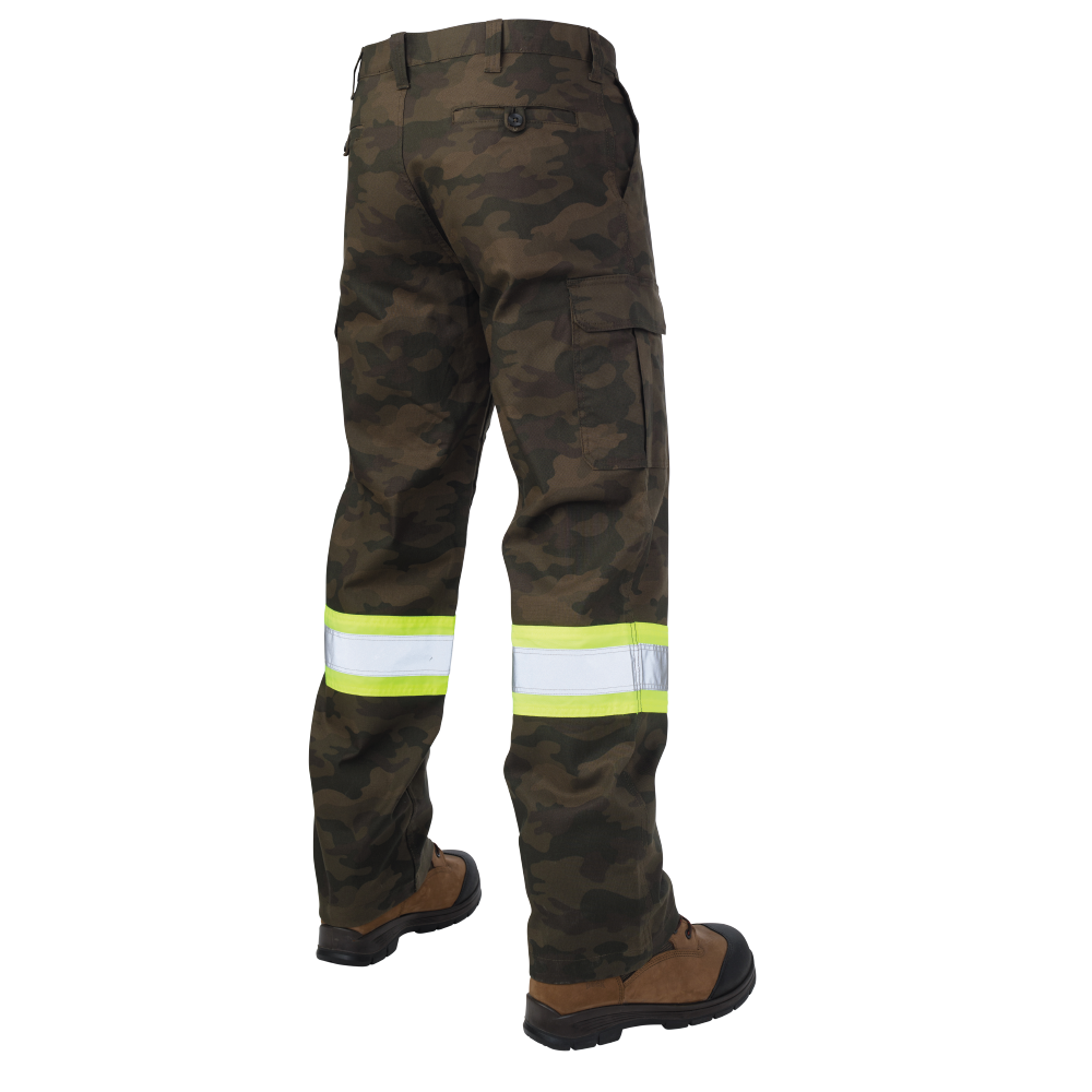 Tough Duck CAMO Flex Duck Cargo Utility Hi Vis Pants SP04 - Durable Work Pants for Construction, Hunting & Outdoor Activities | High Visibility Safety Workwear