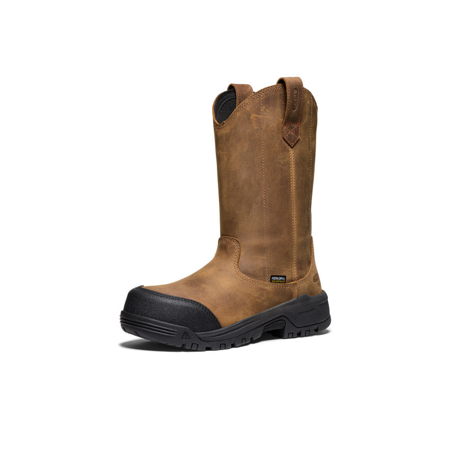 Women's Evanston Pull-On Waterproof Work Boots with Carbon Toe - Bison/Black - Perfect for Construction, Hiking & Outdoor Work