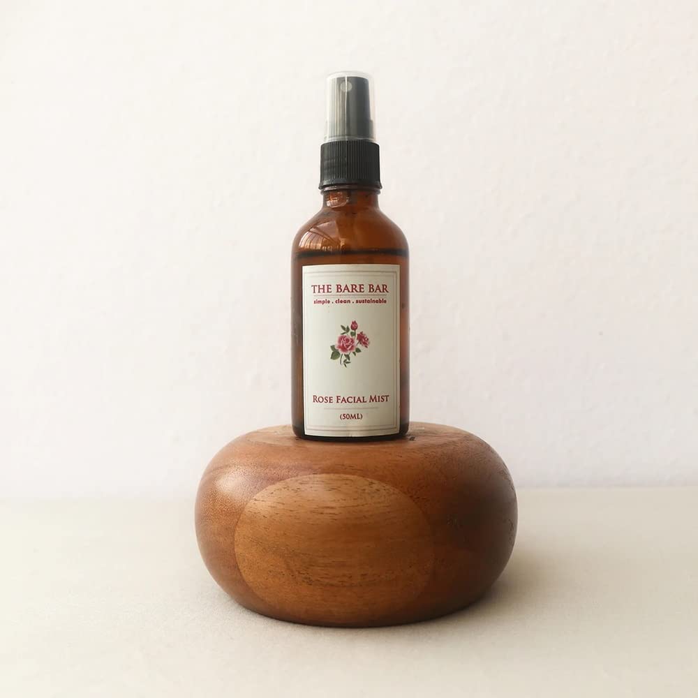 The Bare Bar Rose Facial Mist – 50ml | 100% Natural Rose Water Face Spray for Hydration & Skin Refreshment | PH Balancing Facial Toner to Soothe Redness & Irritation | Suitable for All Skin Types (Pack of 1) | Perfect for Daily Skincare Routine, Travel & Post-Workout Refresh