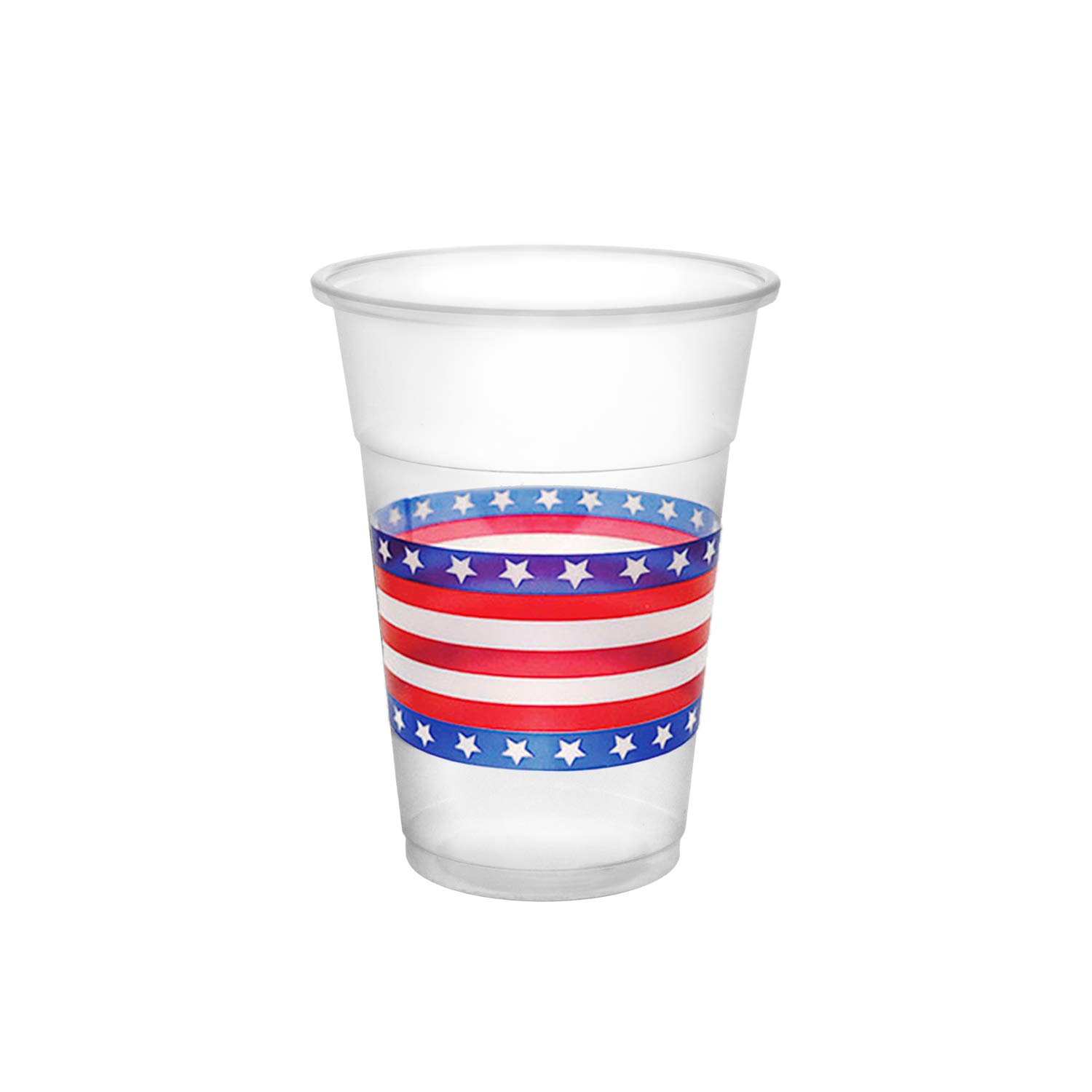 16-Oz Patriotic Stars & Stripes Plastic Party Cups - Bulk Pack of 100 Disposable Drinkware for 4th of July, Memorial Day & Summer BBQs - Durable & BPA-Free