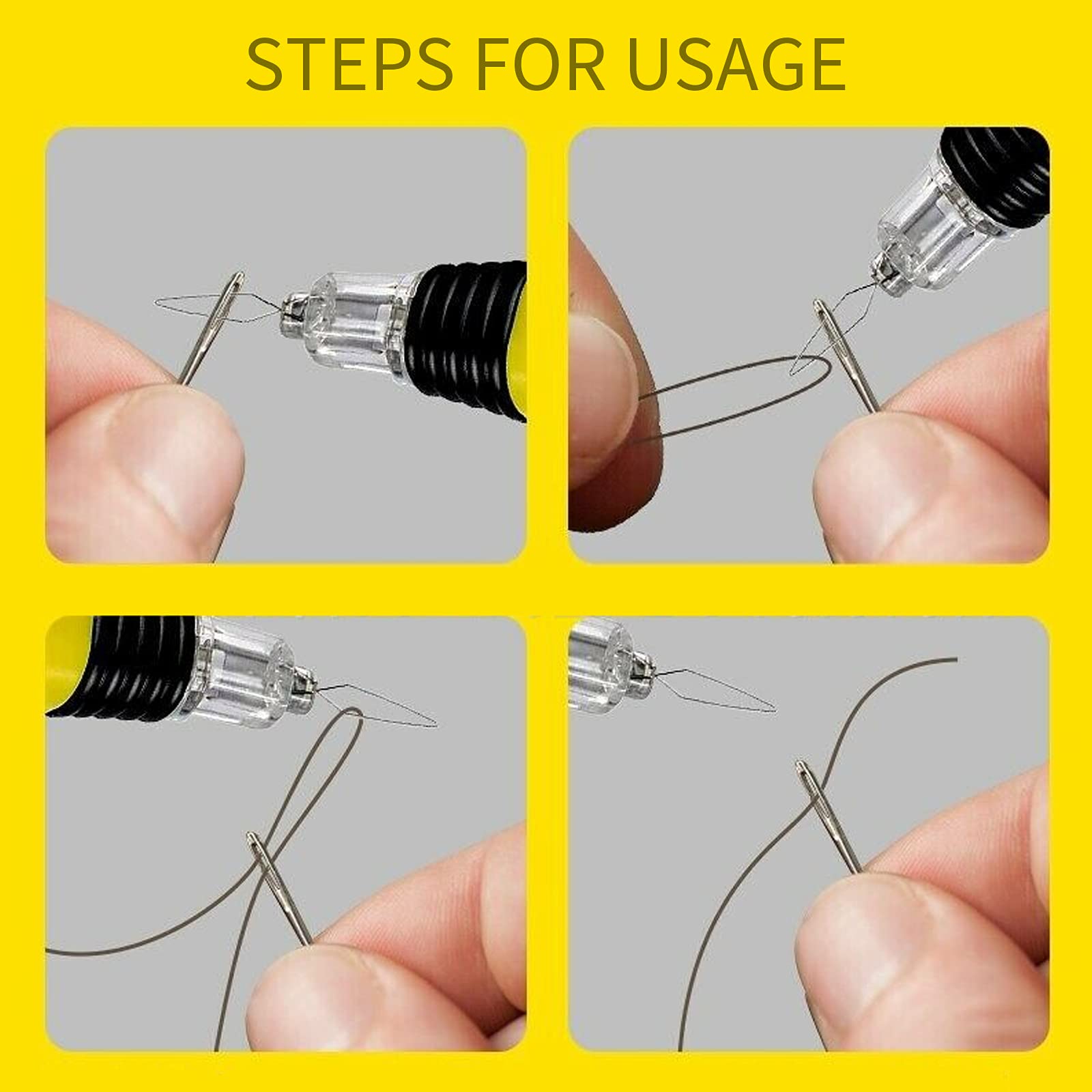 2 Pack LED Needle Threader - Illuminated Sewing Threader with Light for Easy Threading - Perfect for Sewing Machines & Hand Stitching (Batteries Included) - Ideal for Low Light Sewing & Crafting Projects