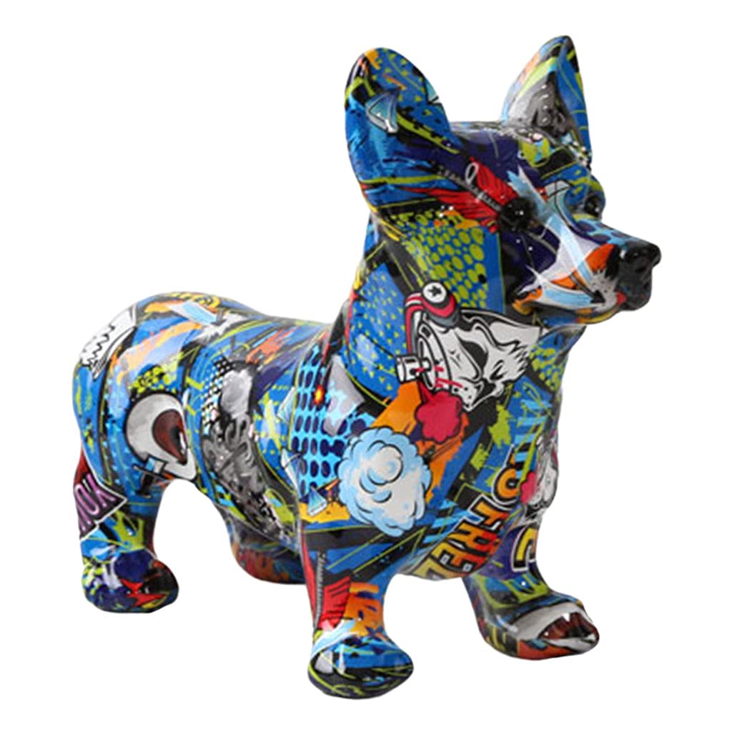 Baoblaze Corgi Dog Statues - Colorful Home Decor Sculptures for Bookshelf, Desk & Living Room | Cute Animal Figurines Gift for Dog Lovers | Perfect for Home, Office & Wedding Decorations