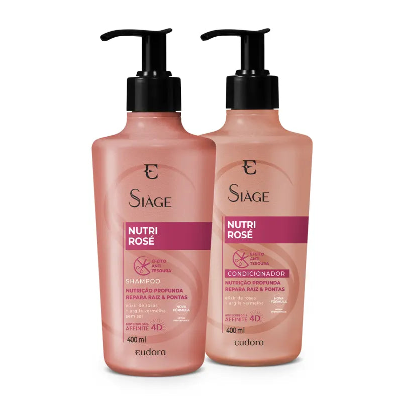 Eudora Nutri Rosé Hair Treatment Kit - 2x 400ml (2x 13.52 fl oz) Deep Conditioning Mask for Damaged Hair - Salon-Quality Hydration for Dry, Frizzy & Color-Treated Hair at Home