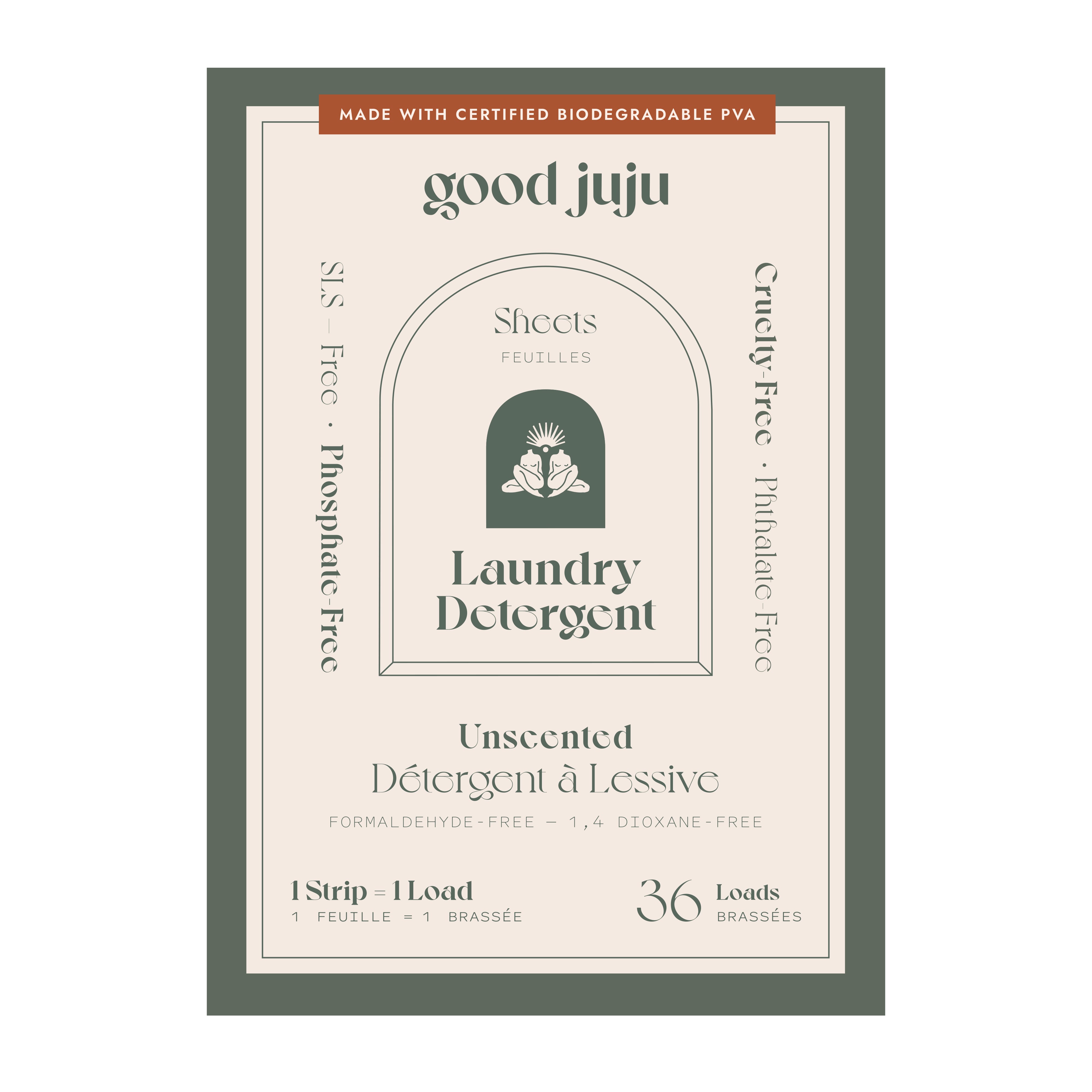 Eco-Friendly Good Juju Laundry Detergent Strips - Unscented, Hypoallergenic, Plant-Based | Perfect for Sensitive Skin & Sustainable Living