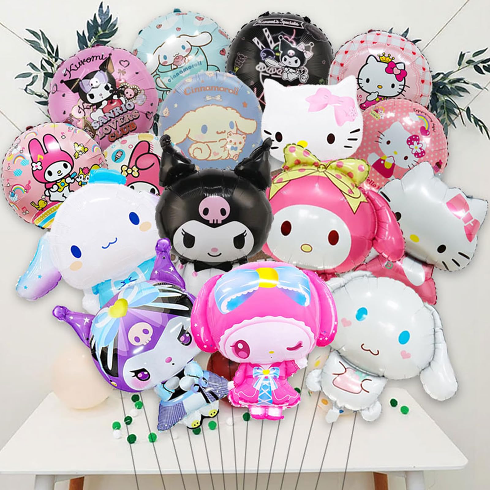 16Pcs Cute Anime Party Balloons - Double Sided Aluminum Film Balloons for Anime Theme Birthday Decorations | Perfect for Kawaii Birthday Parties, Baby Showers & Anime Themed Events