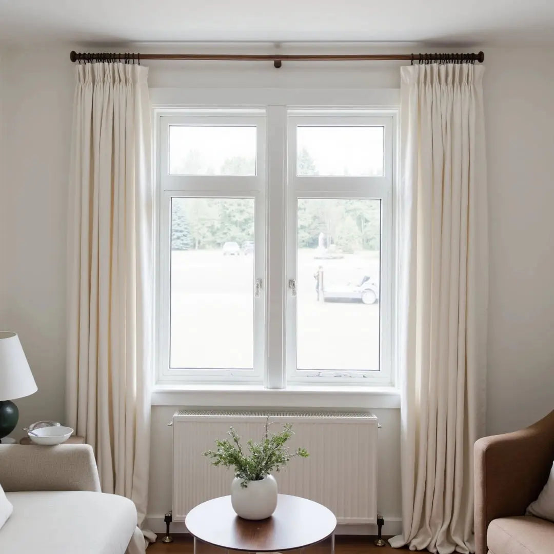 Kyla Linen Drapery Pleated Curtains - Light Filtering Window Drapes for Living Room & Bedroom | Elegant Home Decor