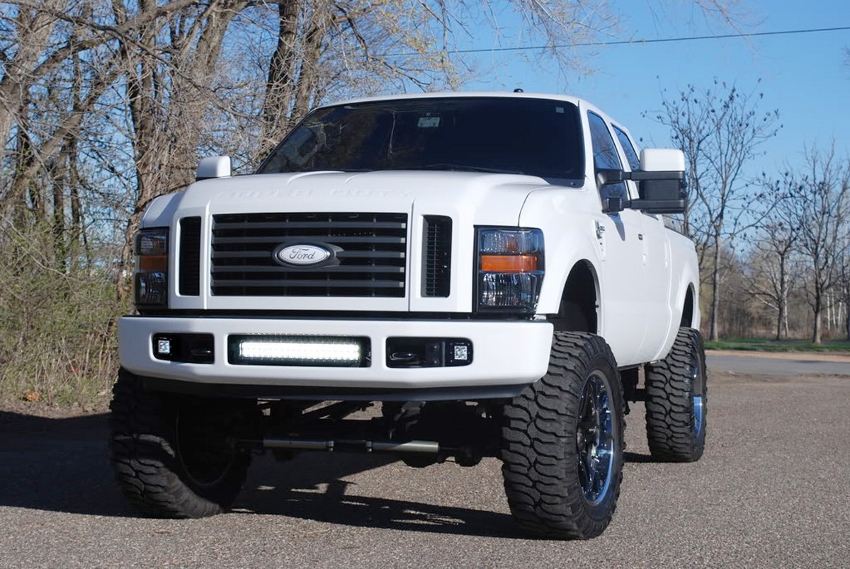 120W 20 LED Light Bar with Bumper Mount Bracket & Wiring Kit - Compatible with 2008-2010 Ford F250 F350 Super Duty Trucks - Perfect for Off-Roading, Night Driving, and Work Site Lighting